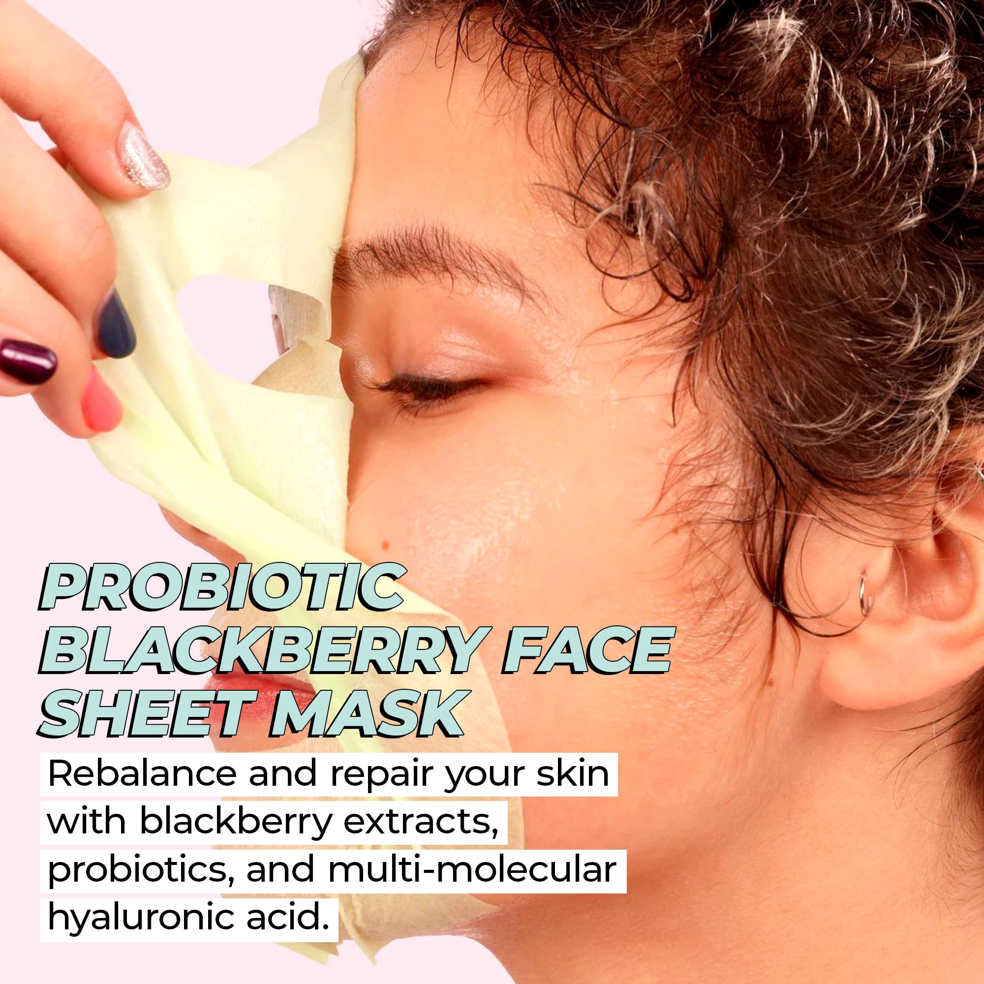 Vitamasques Probiotic Blackberry Face Sheet Mask 7-Pack – Hydration, MMHA & Biodegradable Korean Skincare