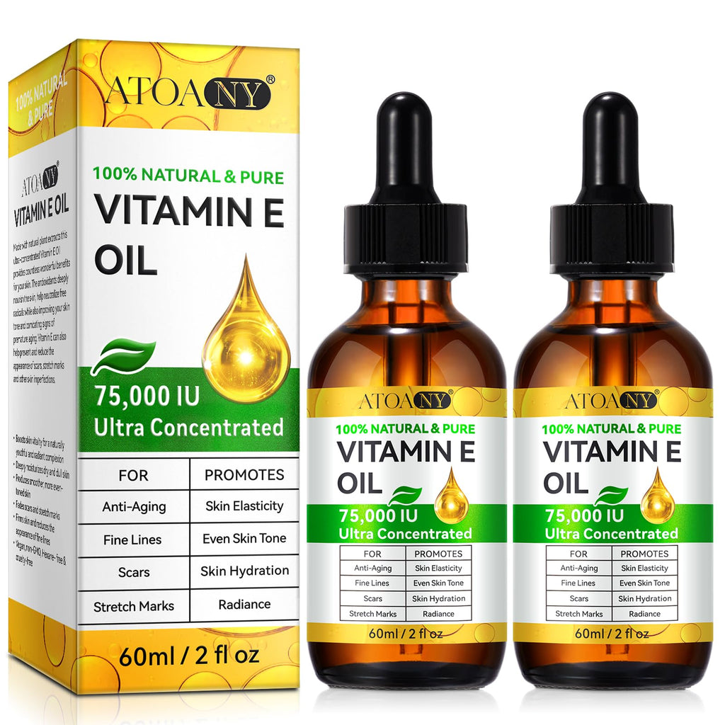 2PACK Vitamin E Oil – Pure Vitamin E Oil, 75,000 IU | Vita-min e Oils