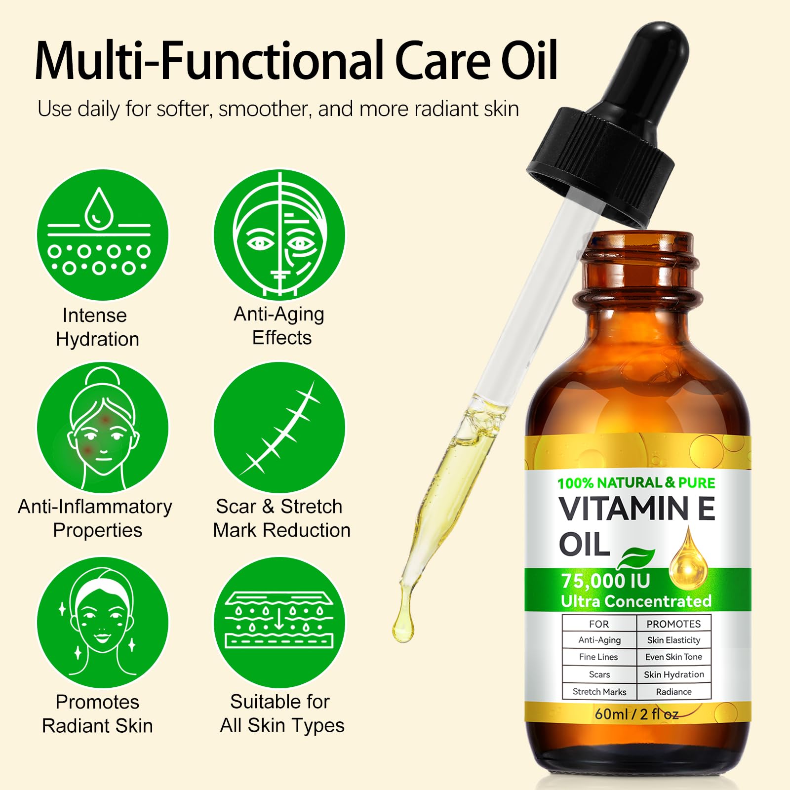 Vitamin E Oil for Scars – 2.02 FL OZ (2-Pack) All Natural & Vegan