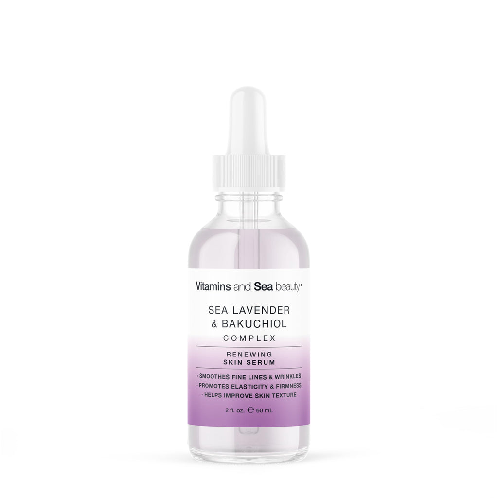Renewing Skin Serum with Sea Lavender & Bakuchiol | VITAMINS AND SEA BEAUTY – Anti-Aging Firming (2 fl oz)