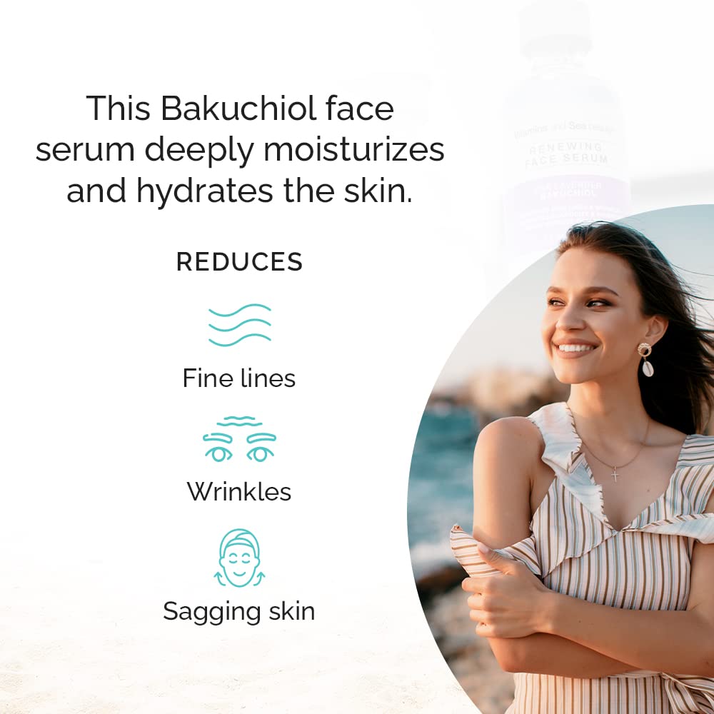 Renewing Skin Serum with Sea Lavender & Bakuchiol | VITAMINS AND SEA BEAUTY – Anti-Aging Firming (2 fl oz)