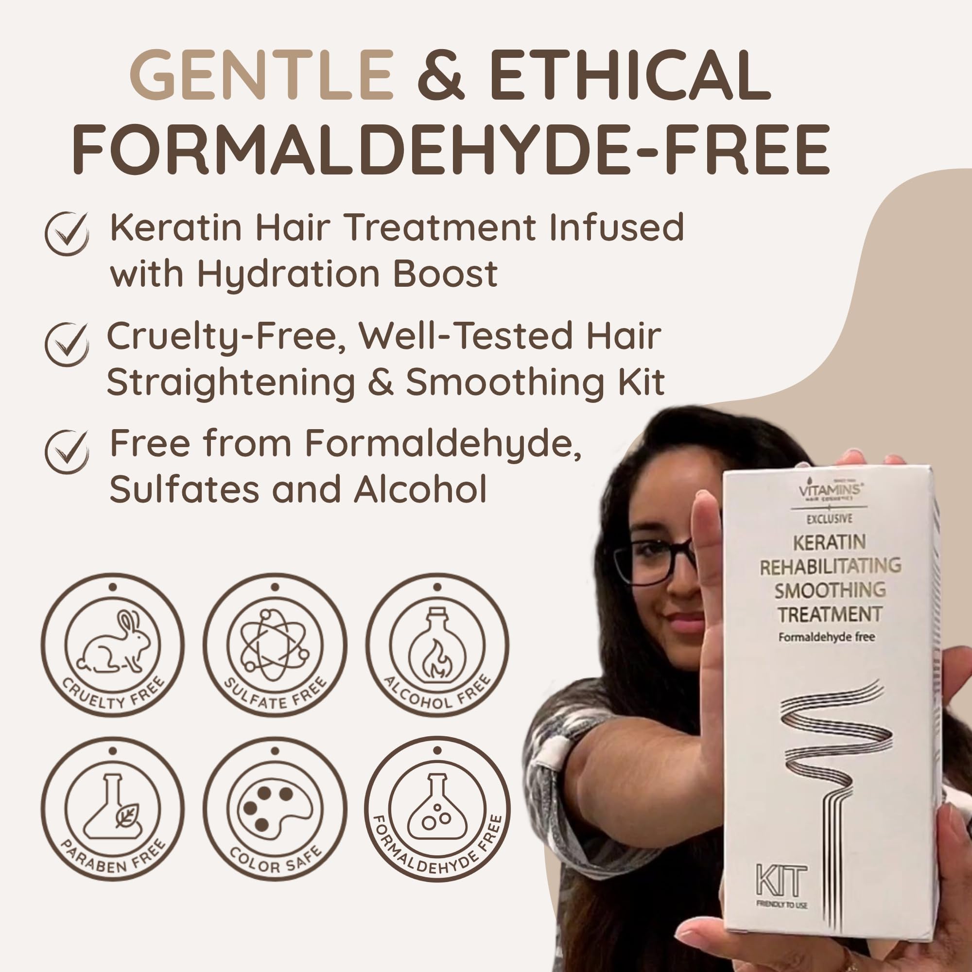 VITAMINS Hair Cosmetics Keratin Straightening Kit — At-Home Salon Results (Formaldehyde Free)