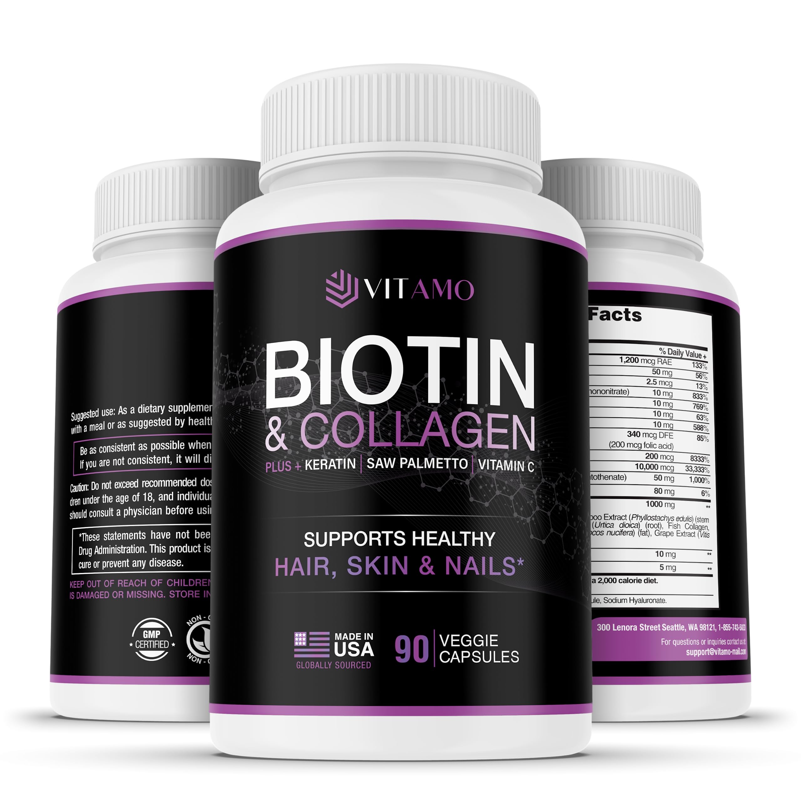 Vitamo Postpartum Hair Loss Vitamins for Women | Postnatal Hair Growth with Hyaluronic Acid & Biotin | 90 Capsules