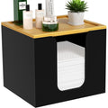 VITVITI Disposable Face Towel Holder Box – Acrylic & Bamboo Lid, Large Towel Storage – Black