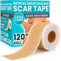 Vive Care Silicone Scar Sheets Tape – 1.6 inch x 120 inch Roll – Medical-Grade, Waterproof & Reusable