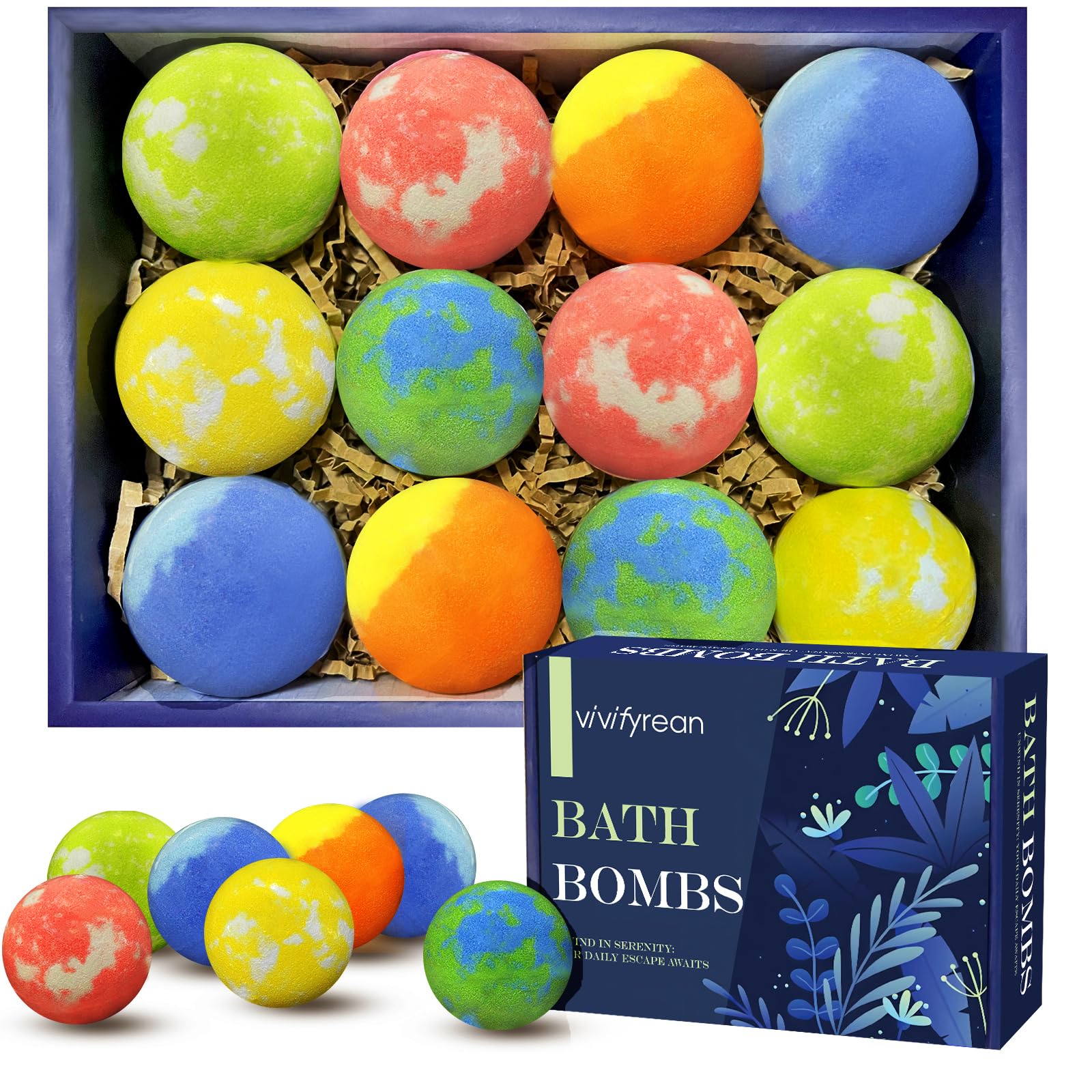 Vivifyrean Bath Bombs for Men | 12-Pack Self-Care Gift Set