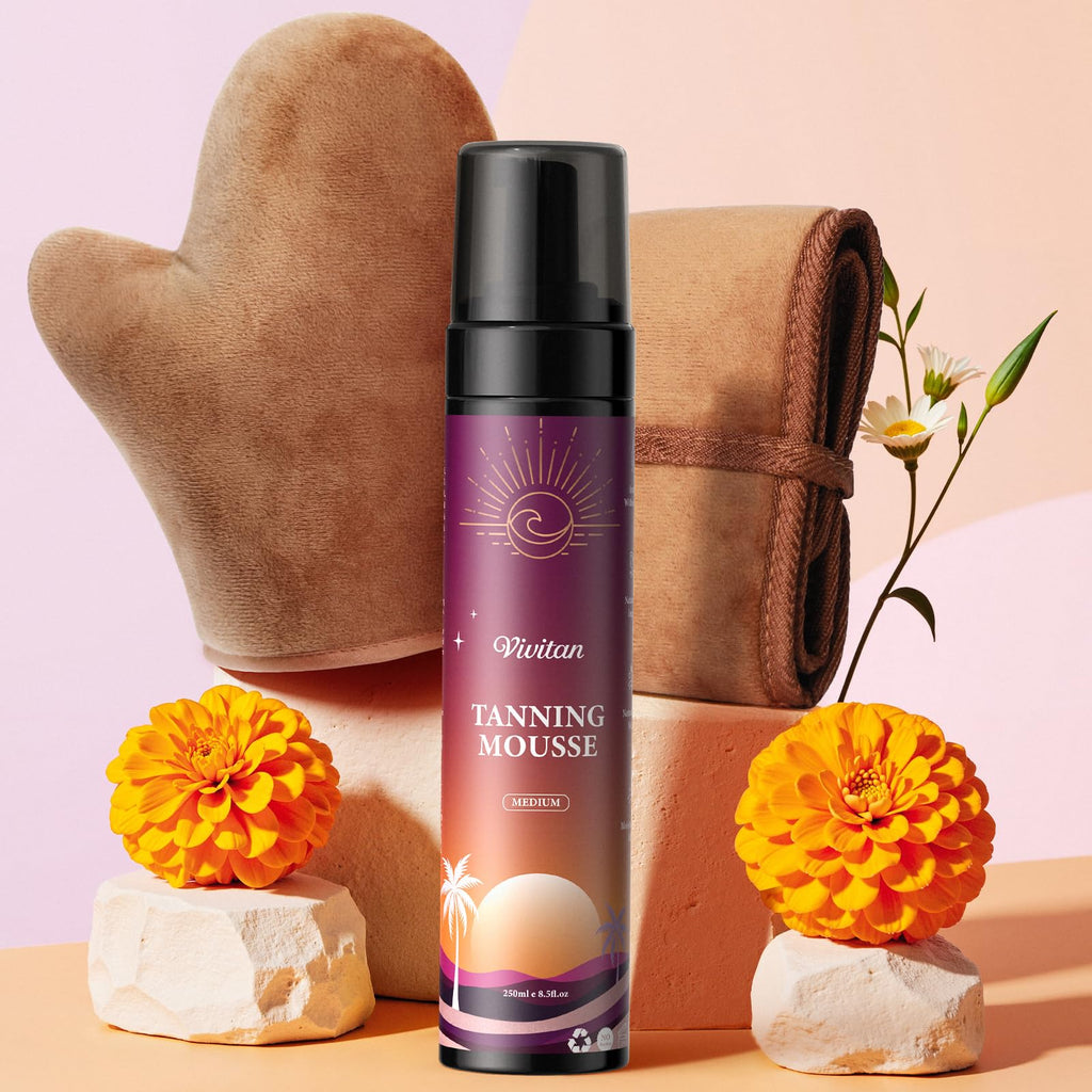 VIVITAN Self Tanner Mousse – Medium Bronze Sunless Tan, Vegan, Odorless, Buildable Glow