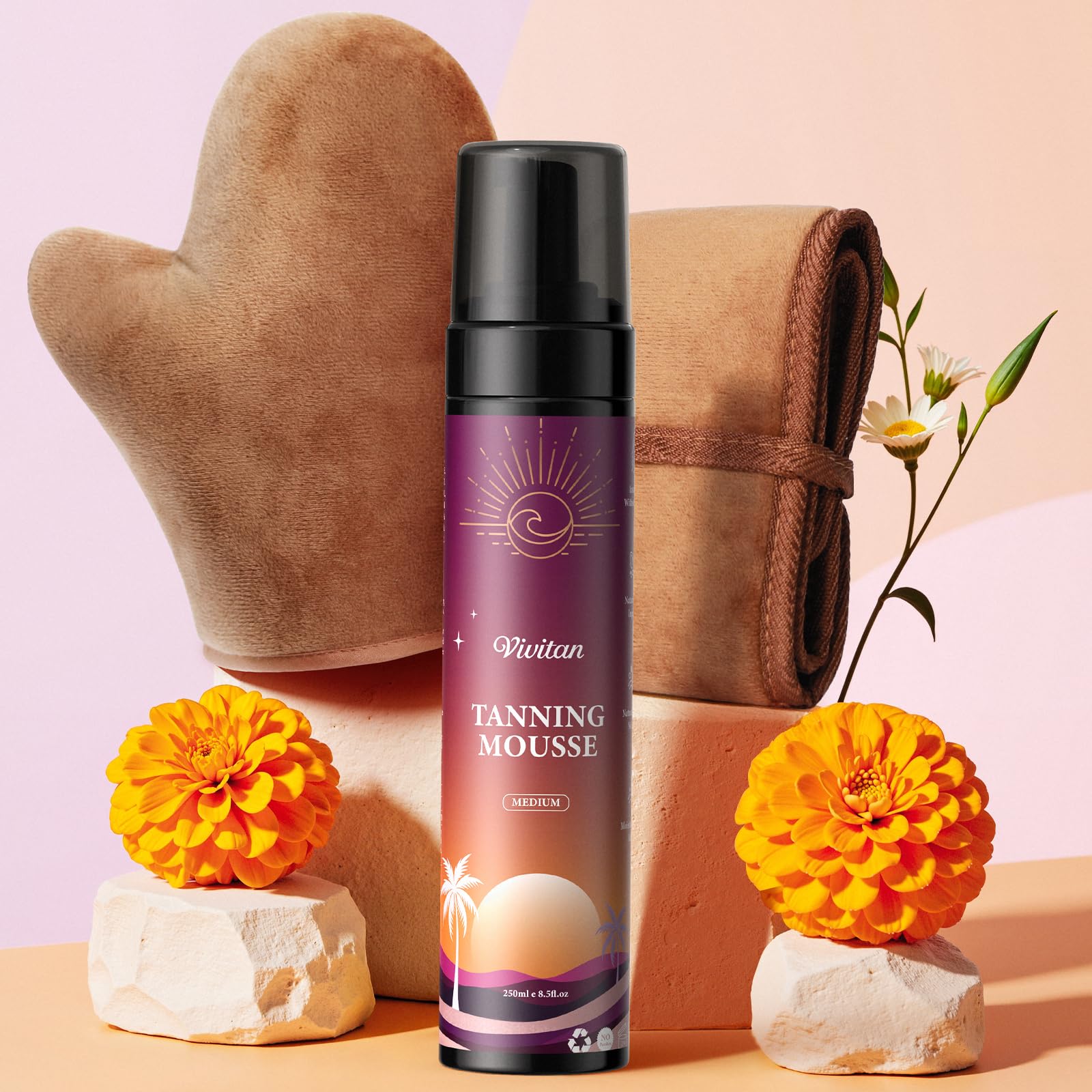 VIVITAN Self Tanner Mousse – Medium Bronze Sunless Tan, Vegan, Odorless, Buildable Glow