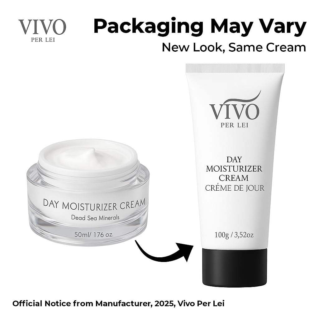 Vivo Per Lei Dead Sea Day Cream – Hydrating Non-Greasy Face Moisturizer for Women | 3.4 Fl Oz Each (Pack of 2)