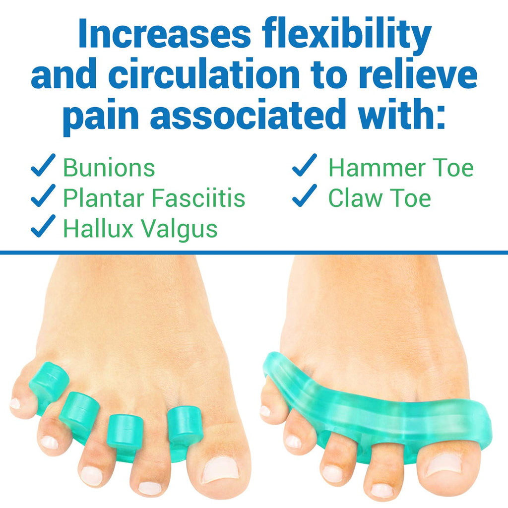 VIVEsole Toe Separators for Men & Women – Small (2 Pairs) Silicone Gel Spacers for Plantar Fasciitis, Bunions & Overlapping Toes