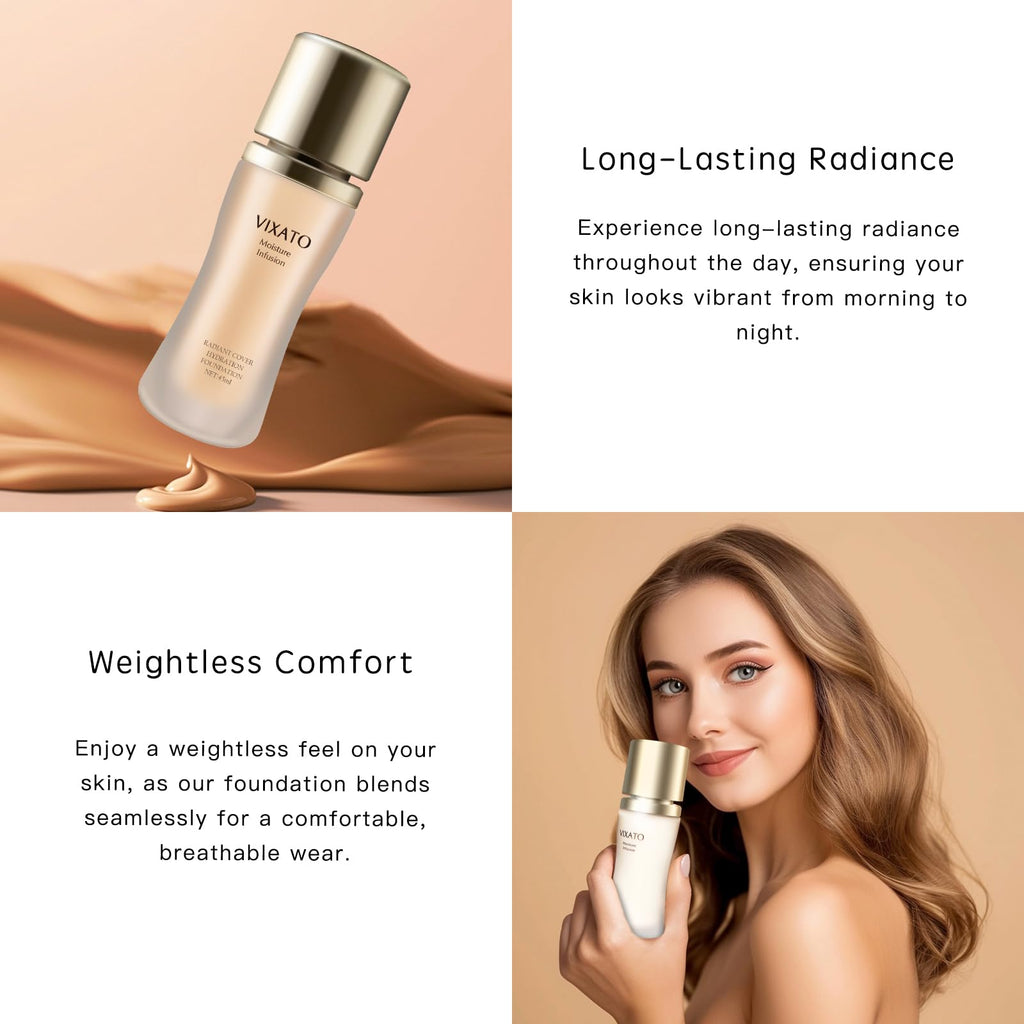 VIXATO Foundation Concealer – Full Coverage Hydrating Liquid Foundation for All Skin Types