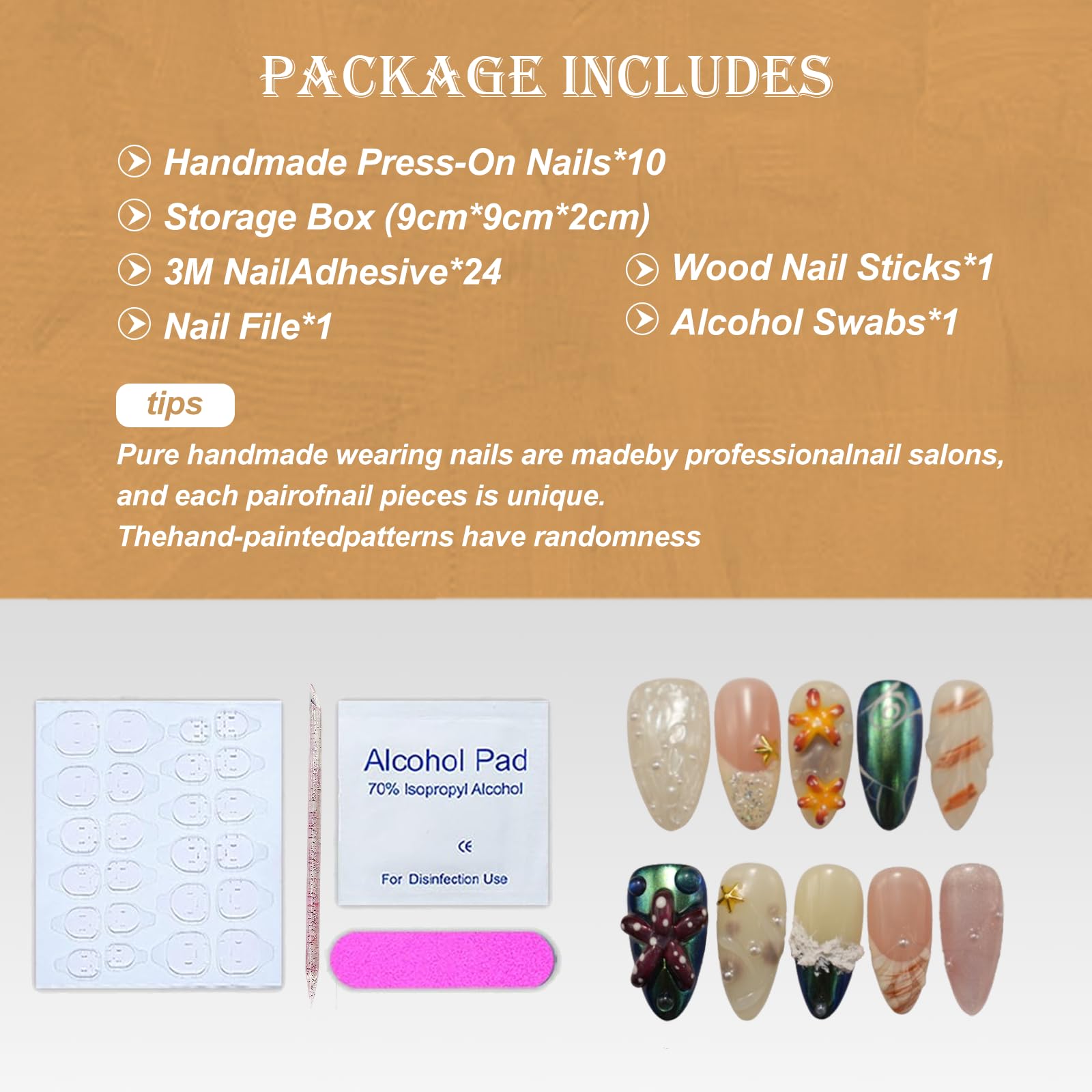 Vlazryk Luxury Handmade Press On Nails | Purple French Almond with 3D Flowers