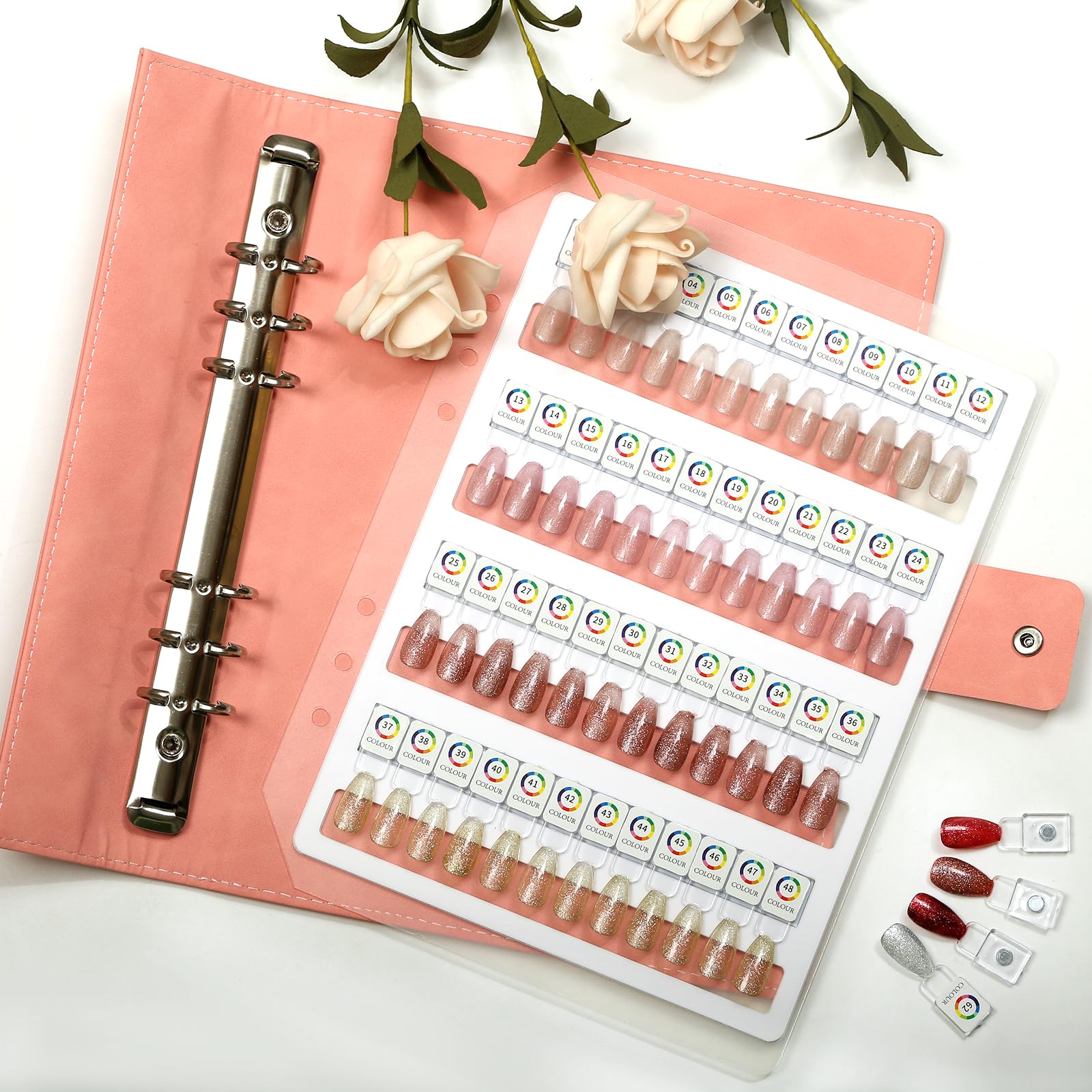 vnjaoi 144 Magnetic Nail Swatch Book – Leather Display with 144 Magnetic Tips & Number Labels for Easy Preview & Storage