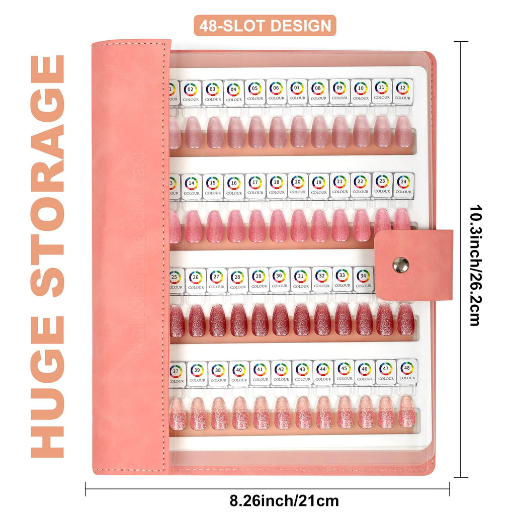 vnjaoi 144 Magnetic Nail Swatch Book – Leather Display with 144 Magnetic Tips & Number Labels for Easy Preview & Storage