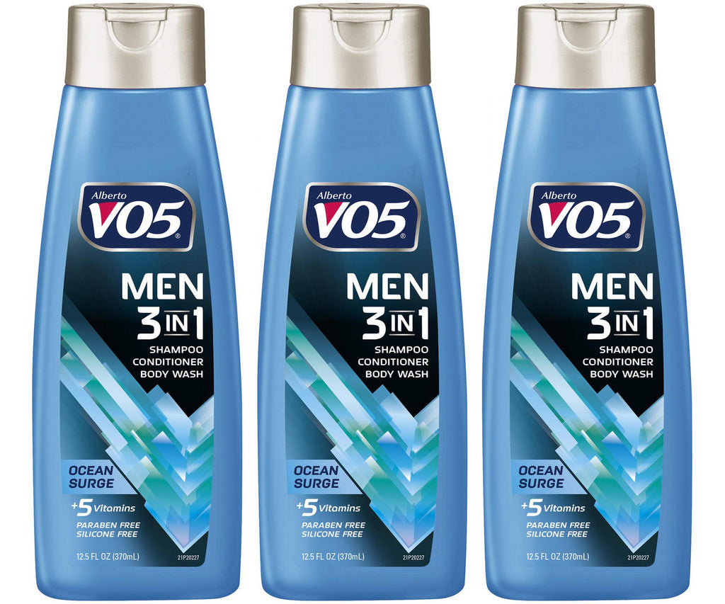 VO5 Men's 3-in-1 Shampoo, Conditioner & Body Wash – Ocean Surge 12 oz (3-Pack)