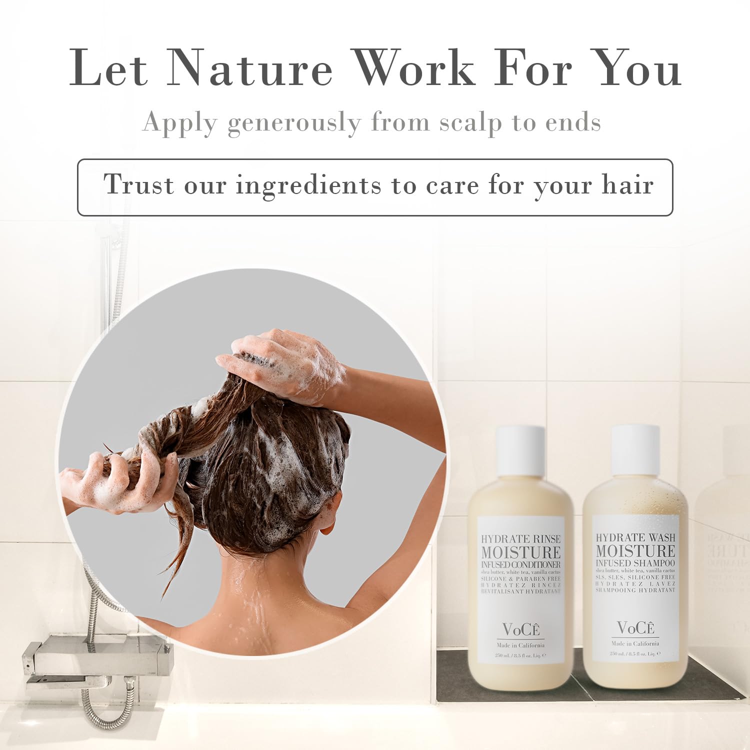 VoCÊ Natural Hydrating Shampoo for Dry, Frizzy Hair | Vegan, Color-Safe & Cruelty-Free