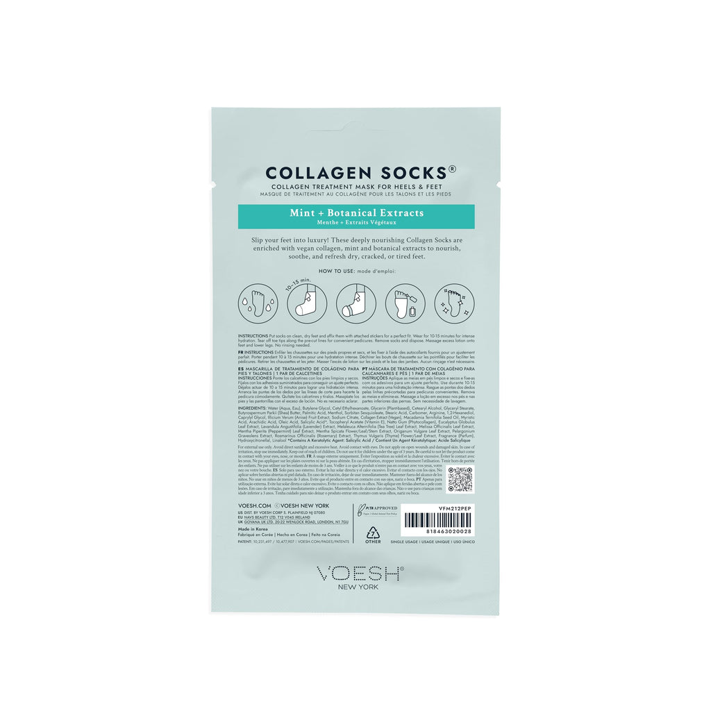 VOESH Collagen Socks – Peppermint Foot Spa (4 Pack) | Vegan & Cruelty-Free