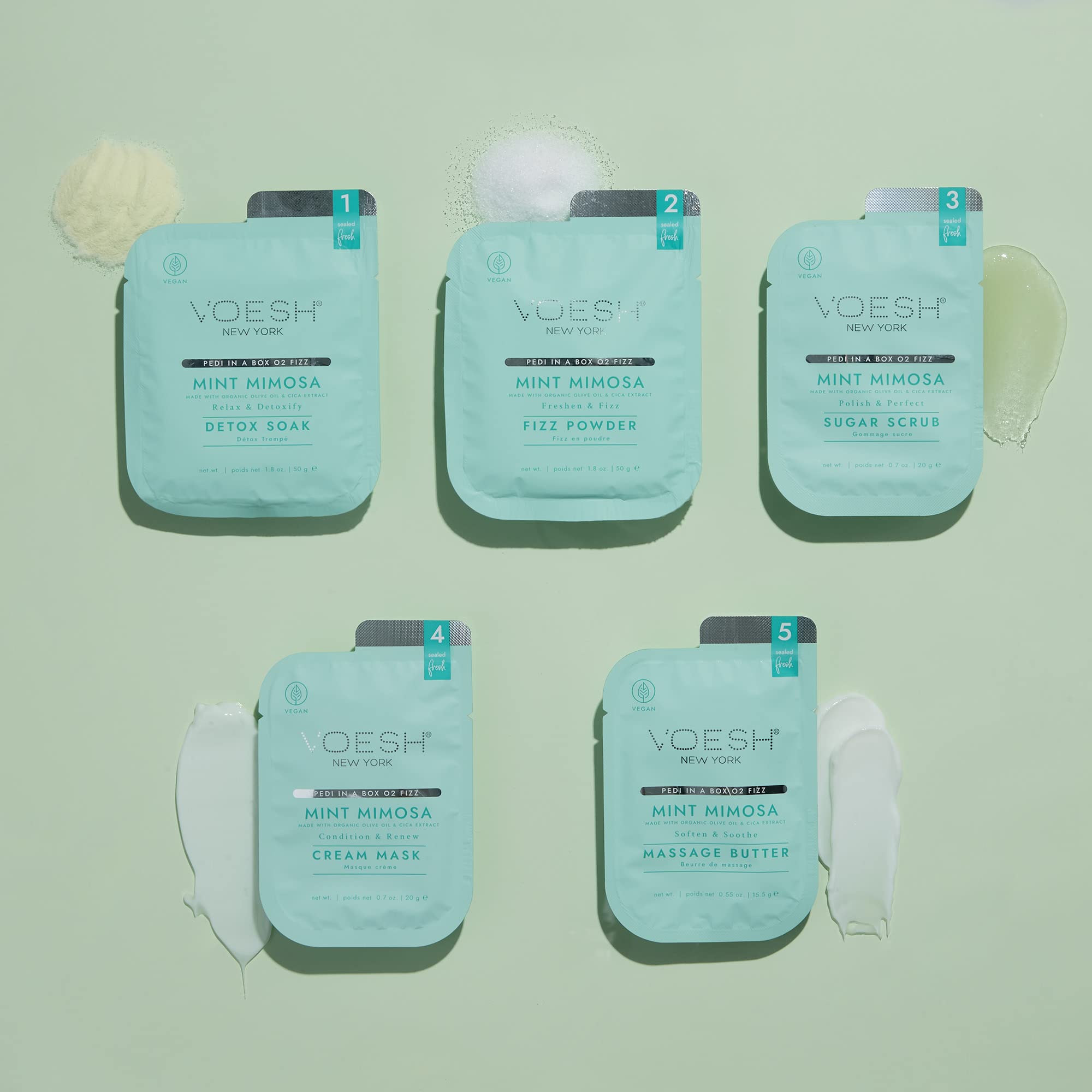 VOESH Pedi in a Box O2 Fizz Mintmosa – 2 Pack Detox Spa Pedicure, At-Home Pedicure Kit