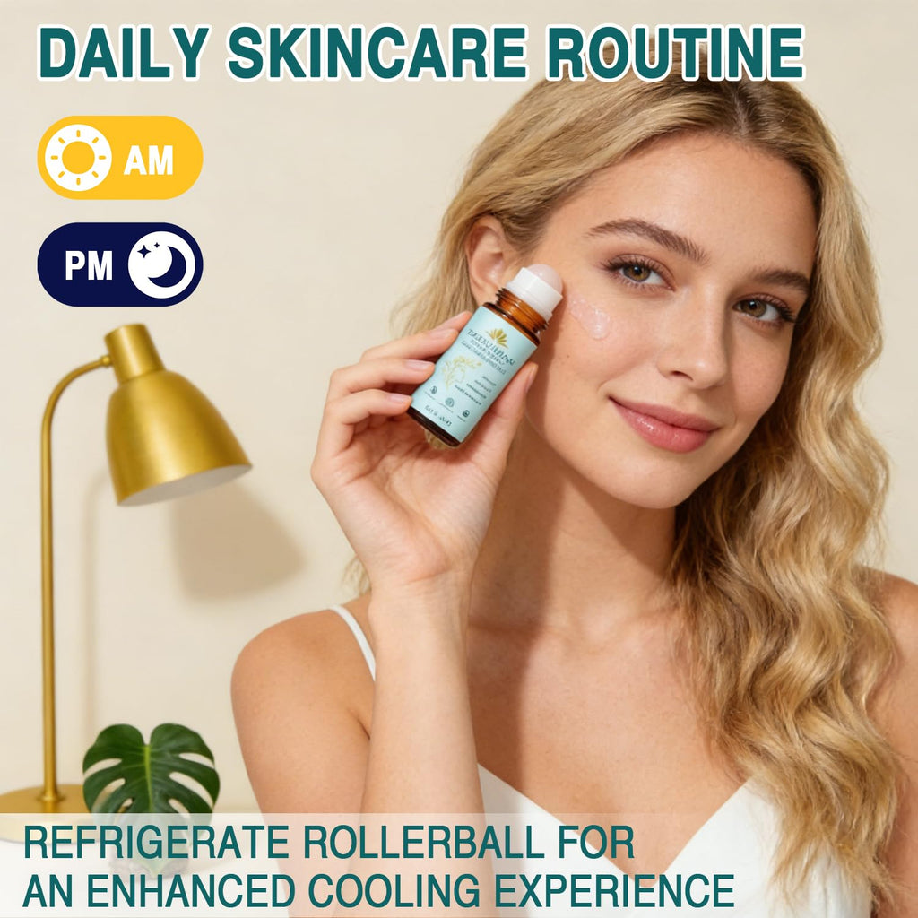 VOGUZY Frankincense & Castor Oil Rose Quartz Roller – Organic Cold-Pressed, 50ML/1.7oz