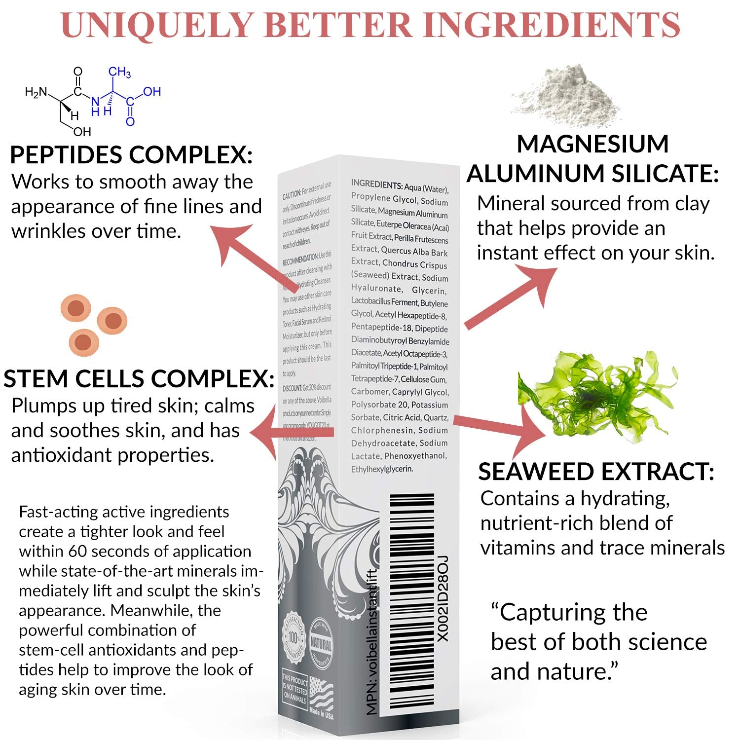 Voibella Instant Face Lift Cream | Eye, Neck & Face Tightening, Lifting & Firming Serum