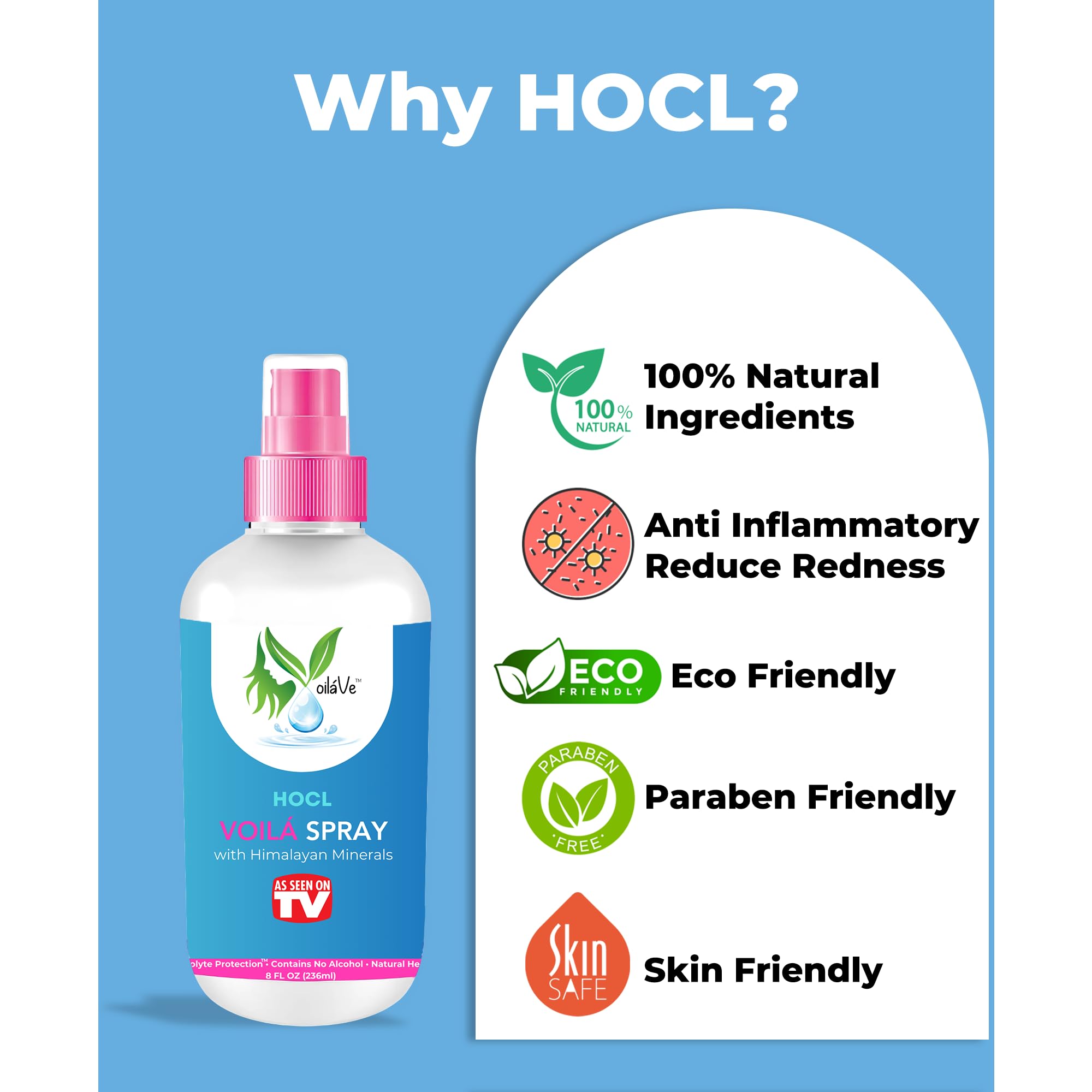 VoilaVe HOCL Spray – HOCl Skin Mist for Acne, Redness & Aftercare | 8oz