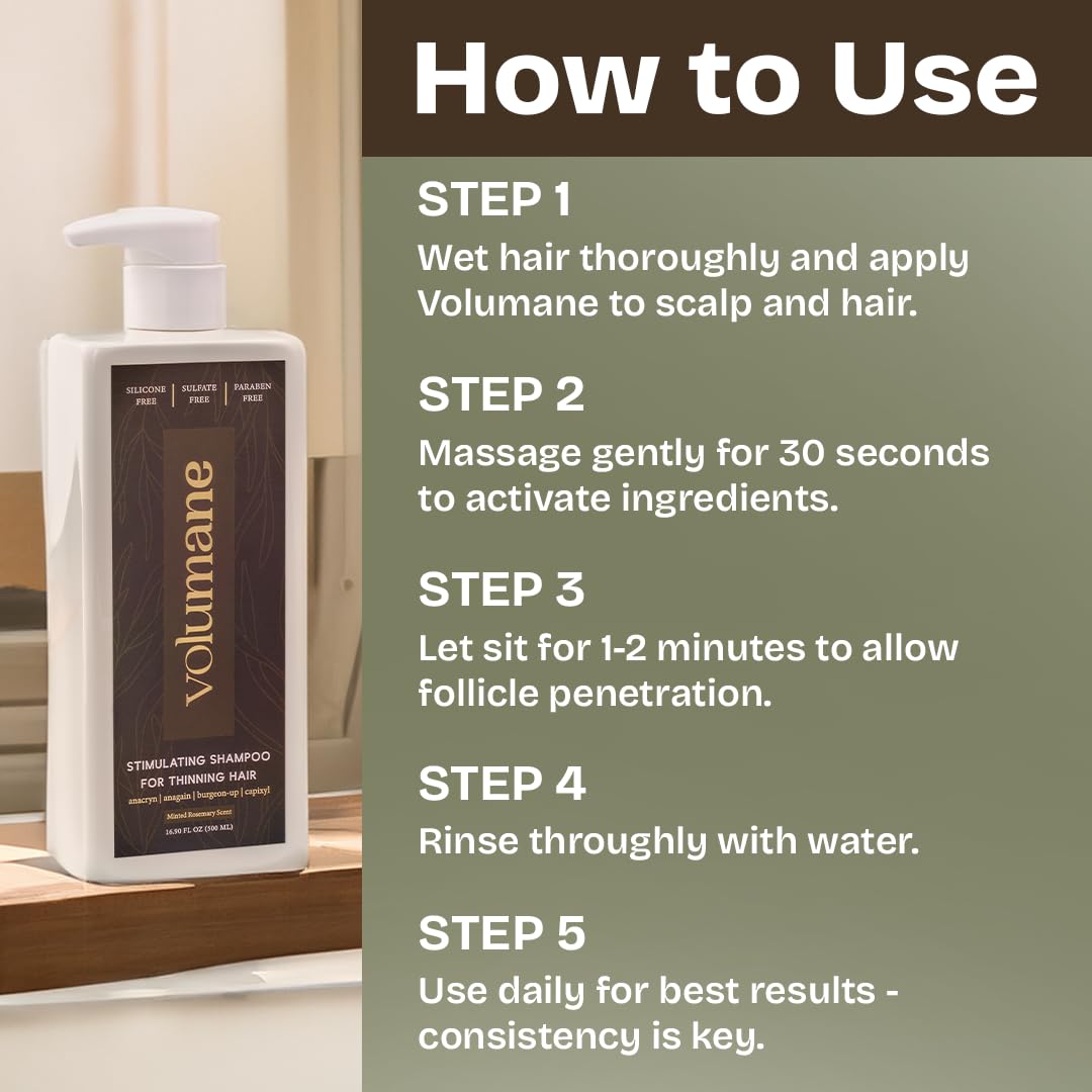 Volumane Anti-Thinning Shampoo for Men – Thickening & Regrowth Support | Sulfate & Silicone Free