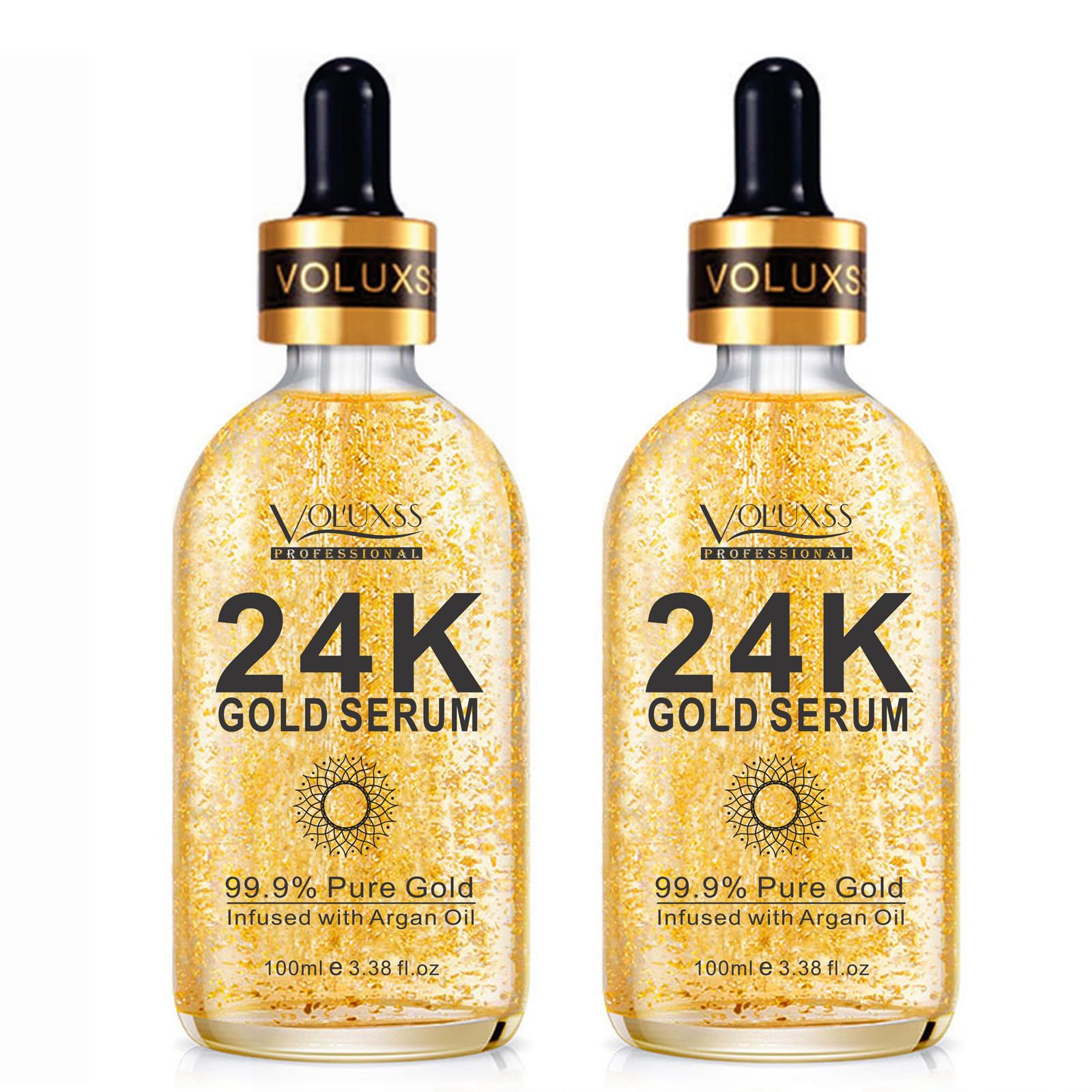 Voluxss 24K Gold Anti-Aging Serum 2-Pack | Vitamin C & Hyaluronic Acid for Firmness & Glow