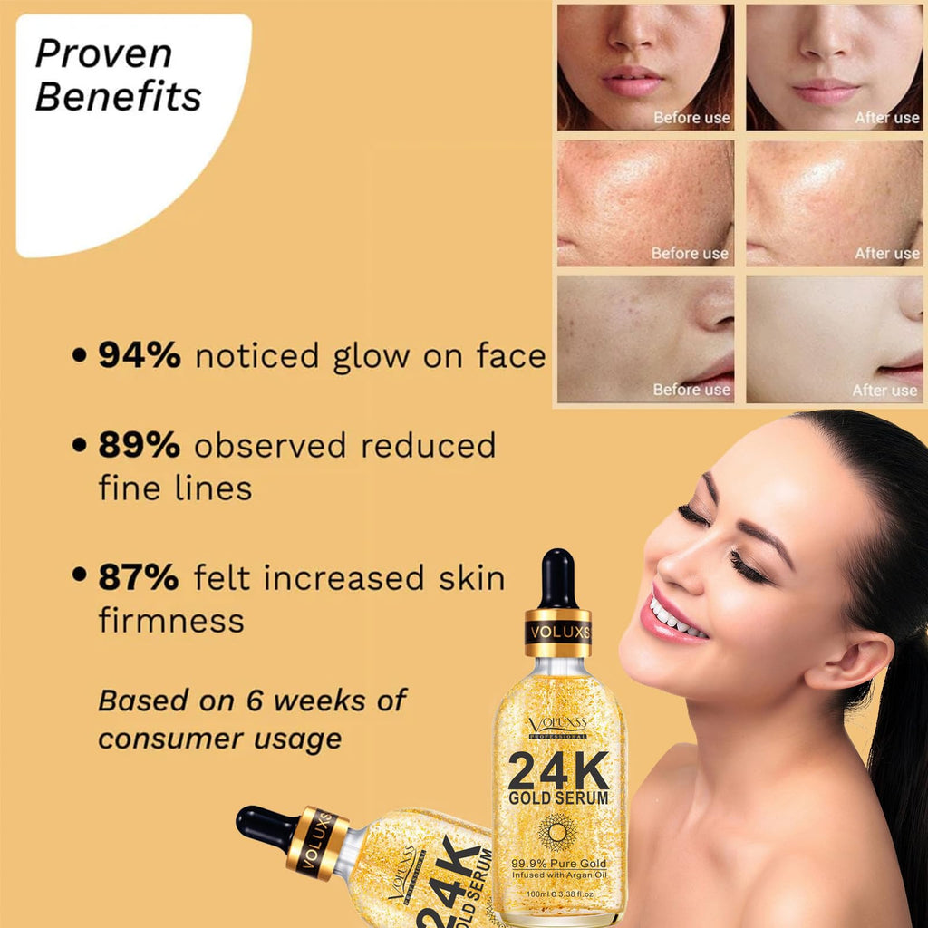 Voluxss 24K Gold Anti-Aging Serum 2-Pack | Vitamin C & Hyaluronic Acid for Firmness & Glow