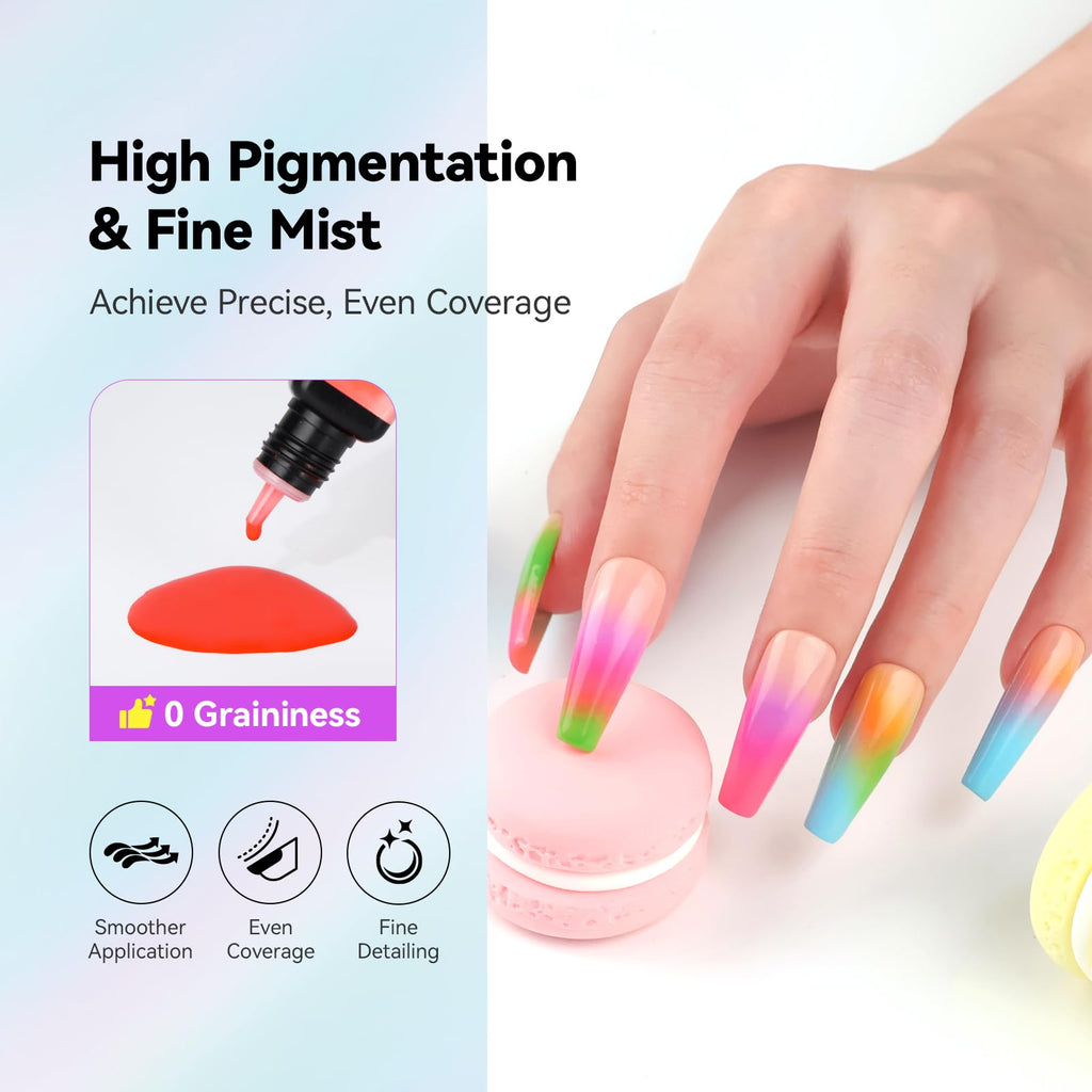 VRENMOL 12PCS Airbrush Gel Nail Polish – HEMA-Free, No Dilution, 12 Bright Colors