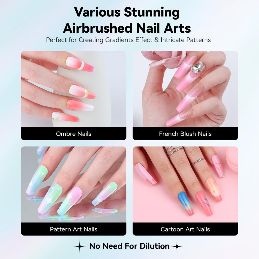 VRENMOL 12PCS Airbrush Gel Nail Polish – HEMA-Free, No Dilution, 12 Bright Colors