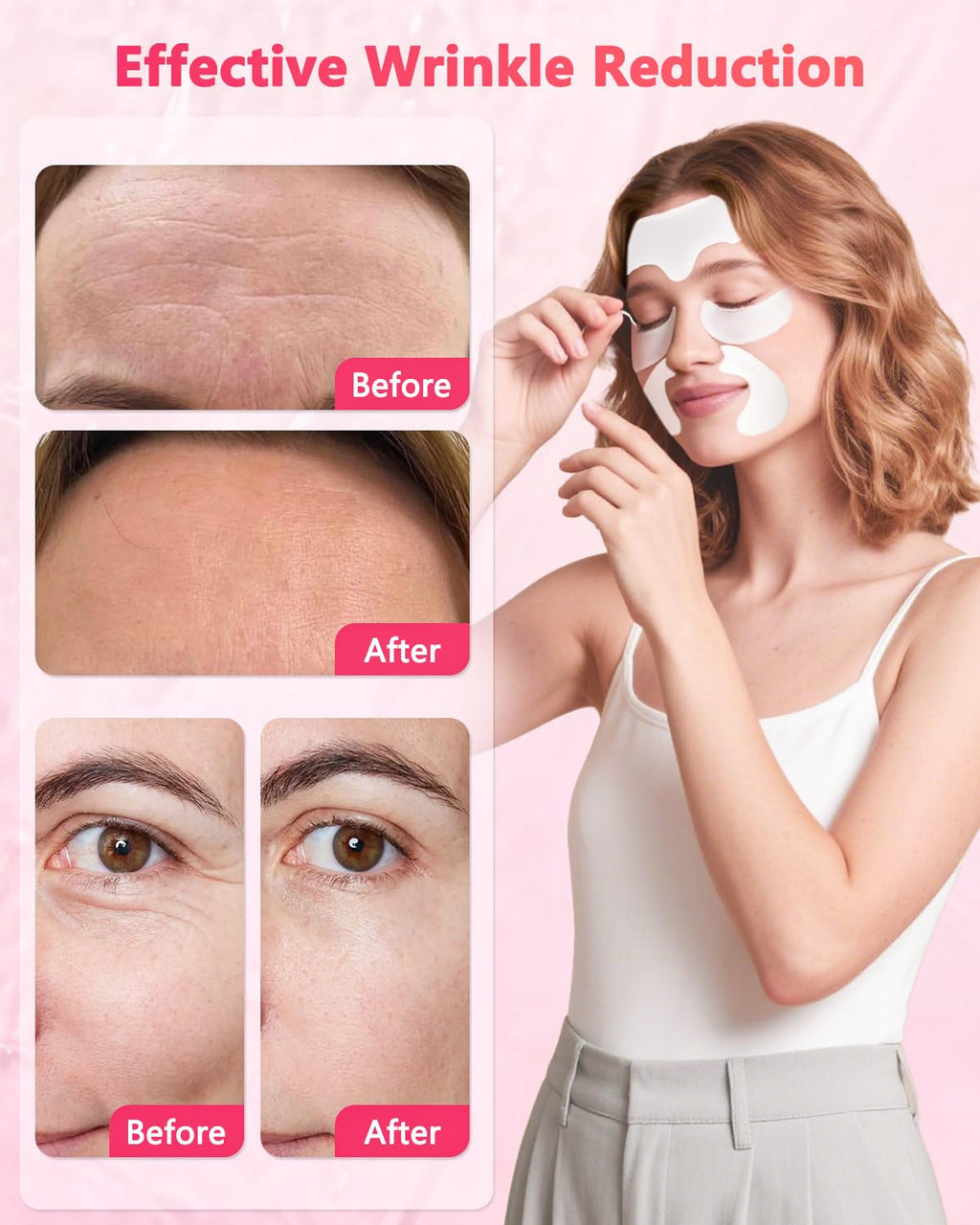 Vryioh 3-in-1 Forehead, Smile Line & Under Eye Patch Set – Overnight Wrinkle Treatment