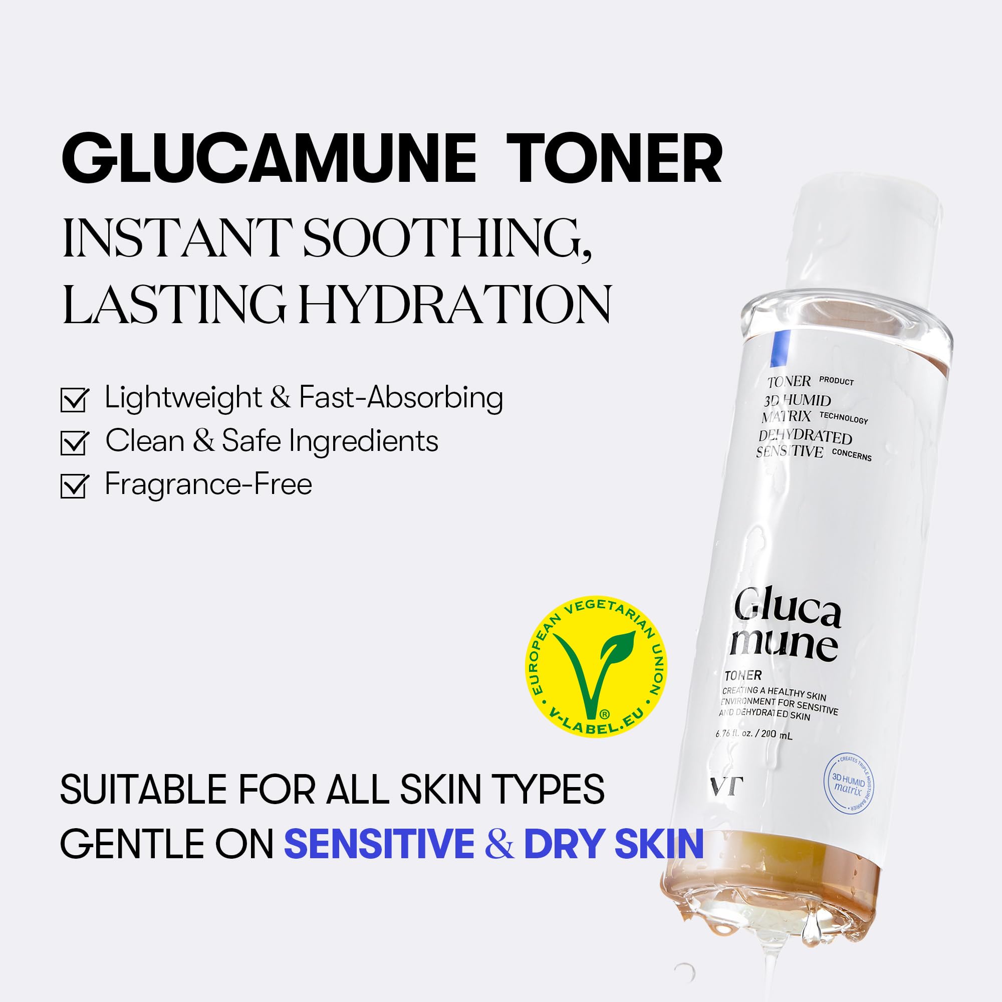 VT COSMETICS Glucamune Facial Toner – Snow Mushroom Hydration for Dry & Sensitive Skin