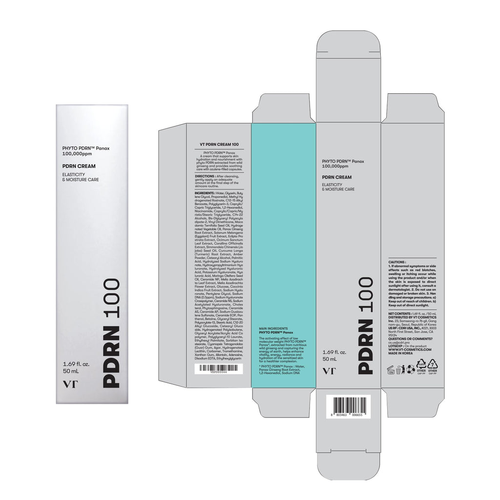 VT COSMETICS PDRN Cream 100 — Nourishing Lightweight Moisturizer with 100,000 ppm Vegan PDRN