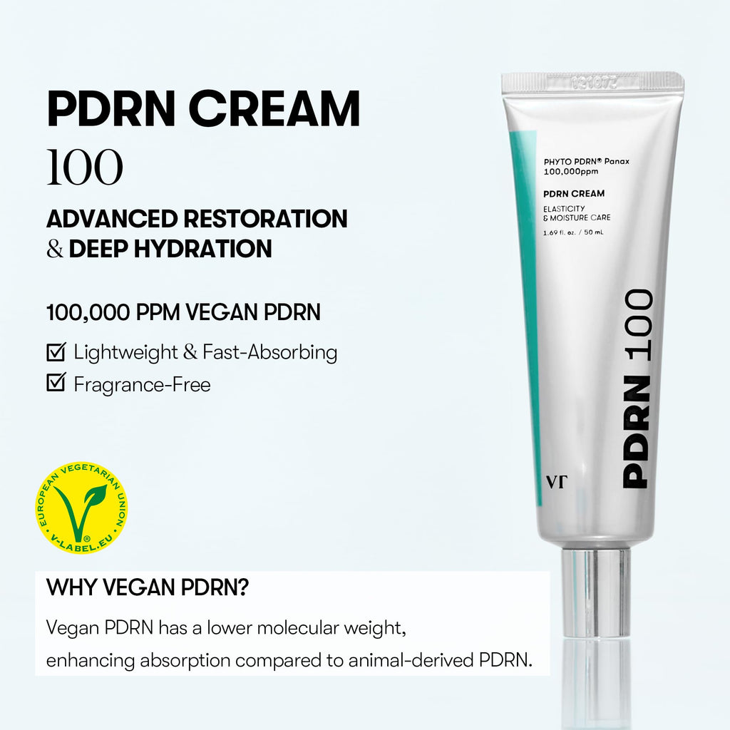 VT COSMETICS PDRN Cream 100 — Nourishing Lightweight Moisturizer with 100,000 ppm Vegan PDRN