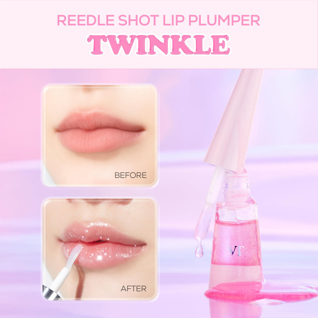 VT COSMETICS Reedle Shot Lip Plumper with Twinkle & Glitter | Hydration, Plump & Shine 0.15 oz
