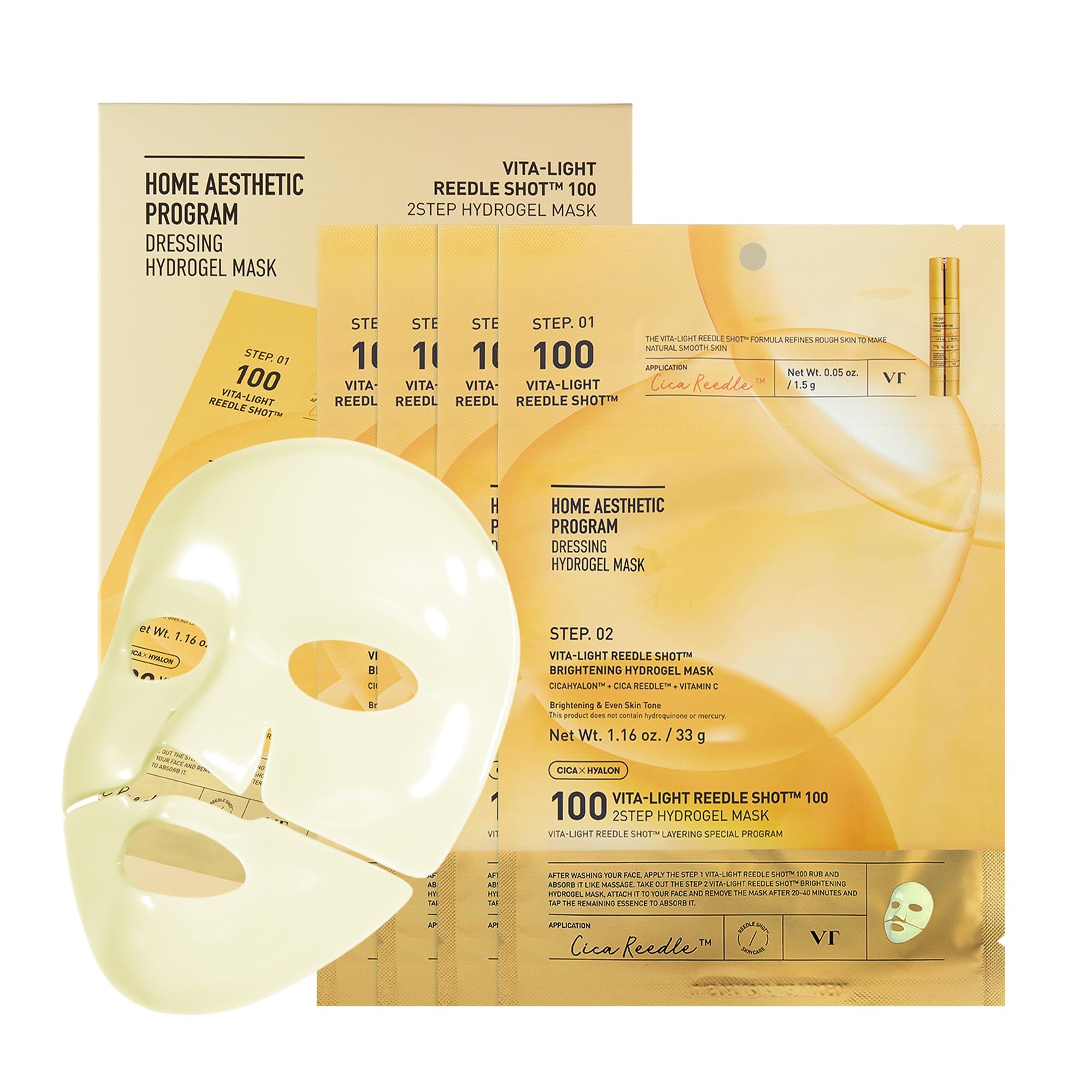 VT COSMETICS Vita-Light Reedle Shot 2-Step Hydrogel Mask – Intensive Glow & Even Tone