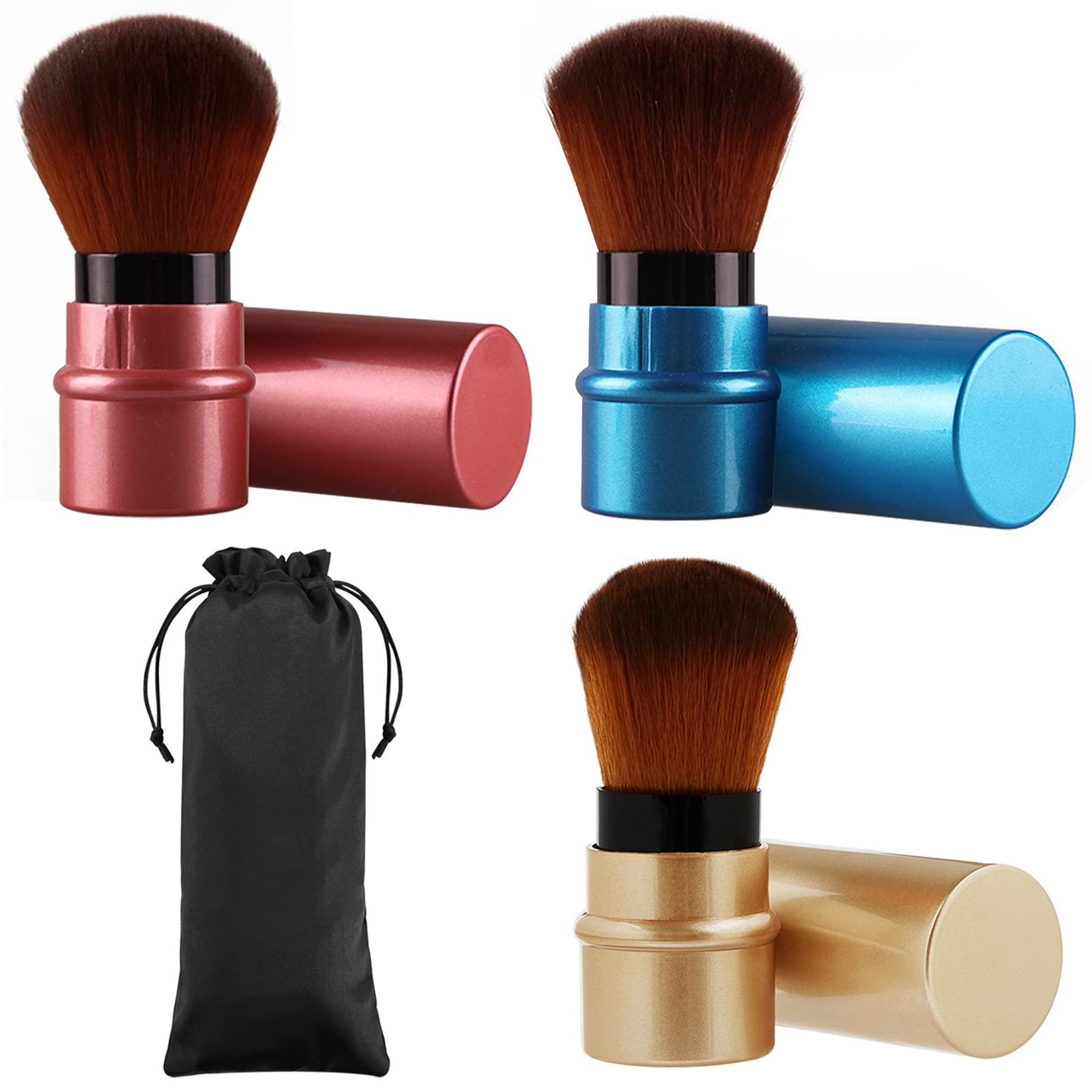 Vtrem Retractable Kabuki Brush - Travel-Ready Powder Brush with Cover