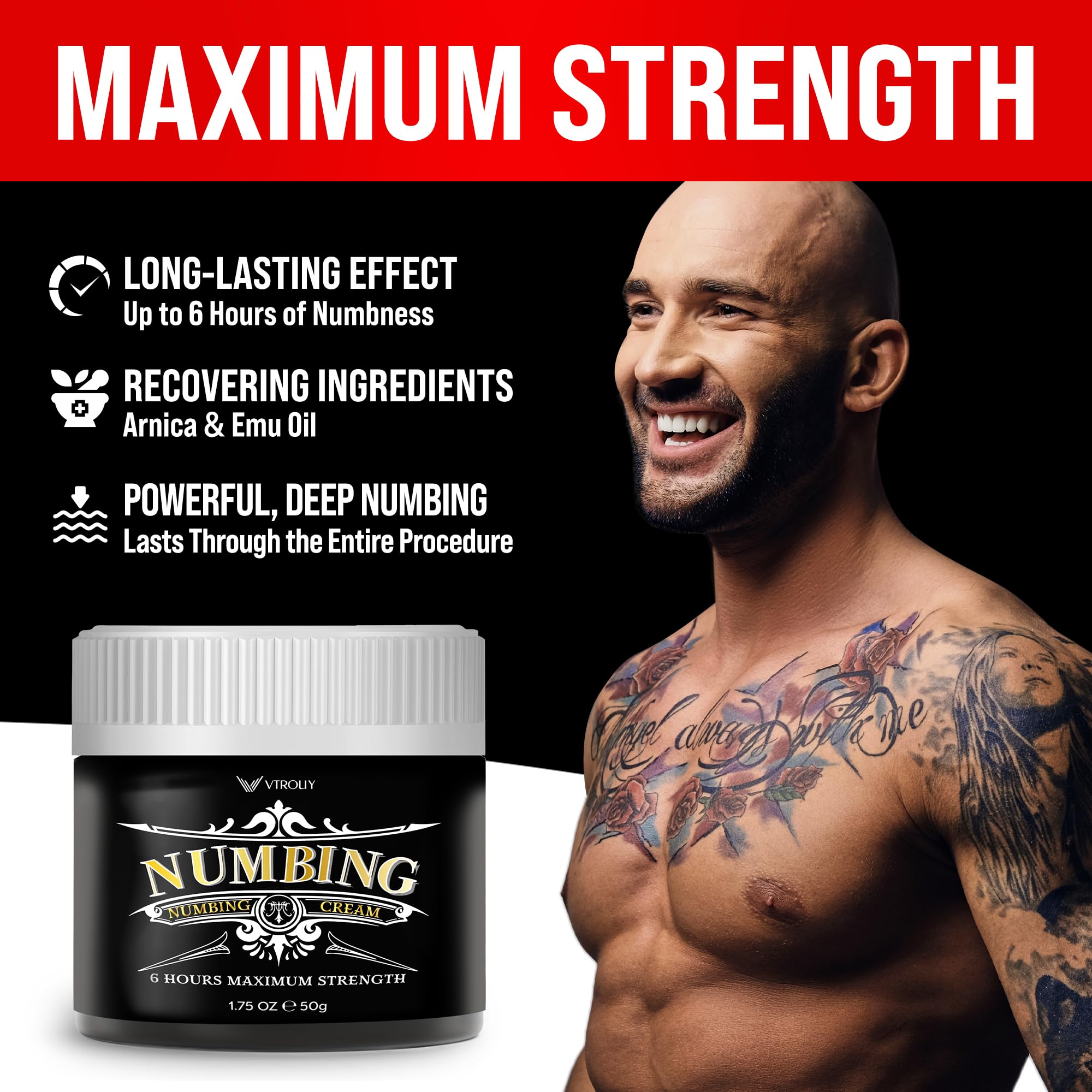 VTROUY Deep Numbing Cream – Extra Strength Numbing Cream (50g)