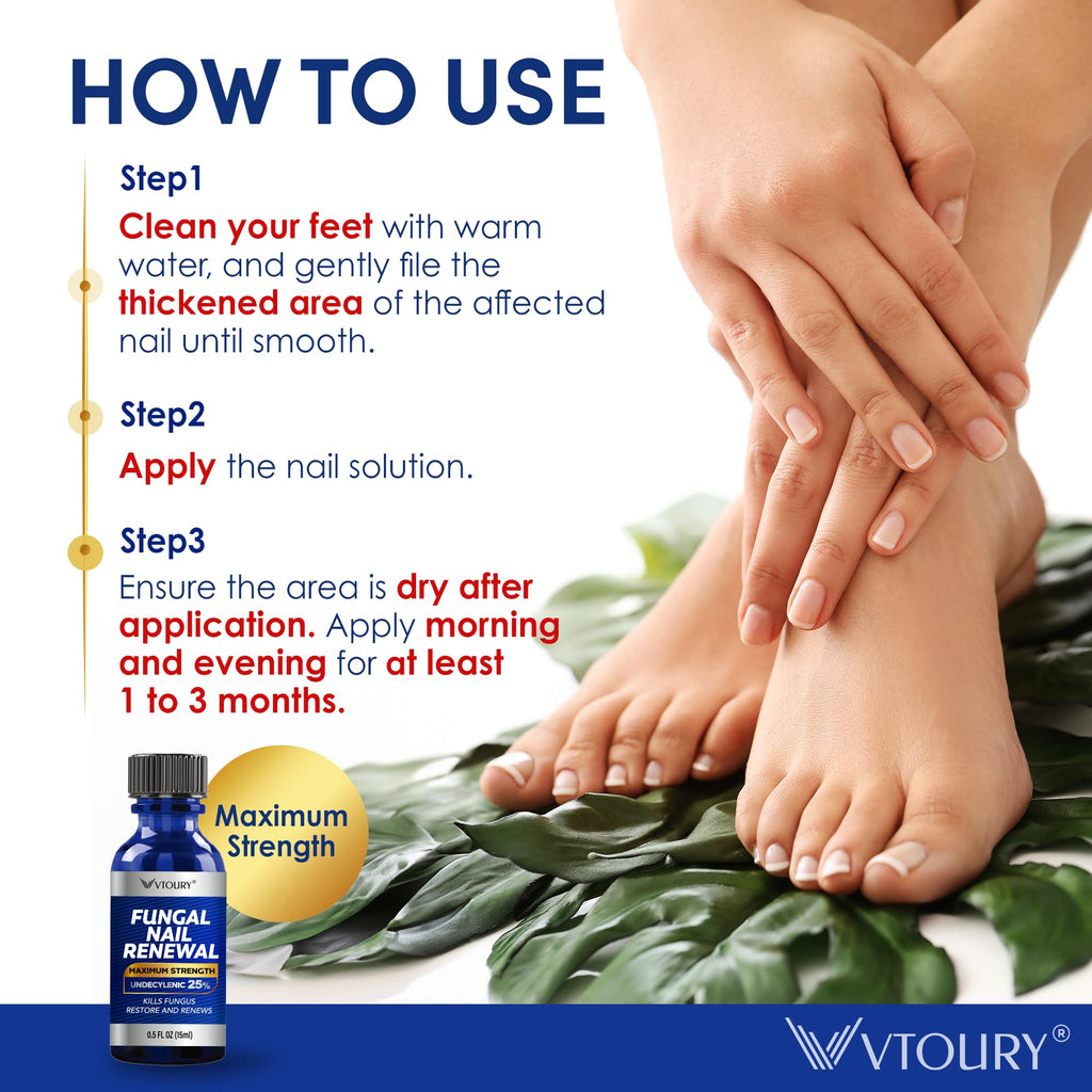 VTROUY Toenail Fungus Treatment Extra Strength – 2 Bottle Nail & Toe Solution with 25% Undecylenic Acid & Tea Tree Oil