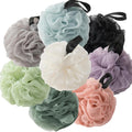 VVmotes Loofah Sponges for Shower – 8-Pack Colorful Set (Black, Gray, Blue, Pink, Purple, Light Green, Beige & Dark Green)