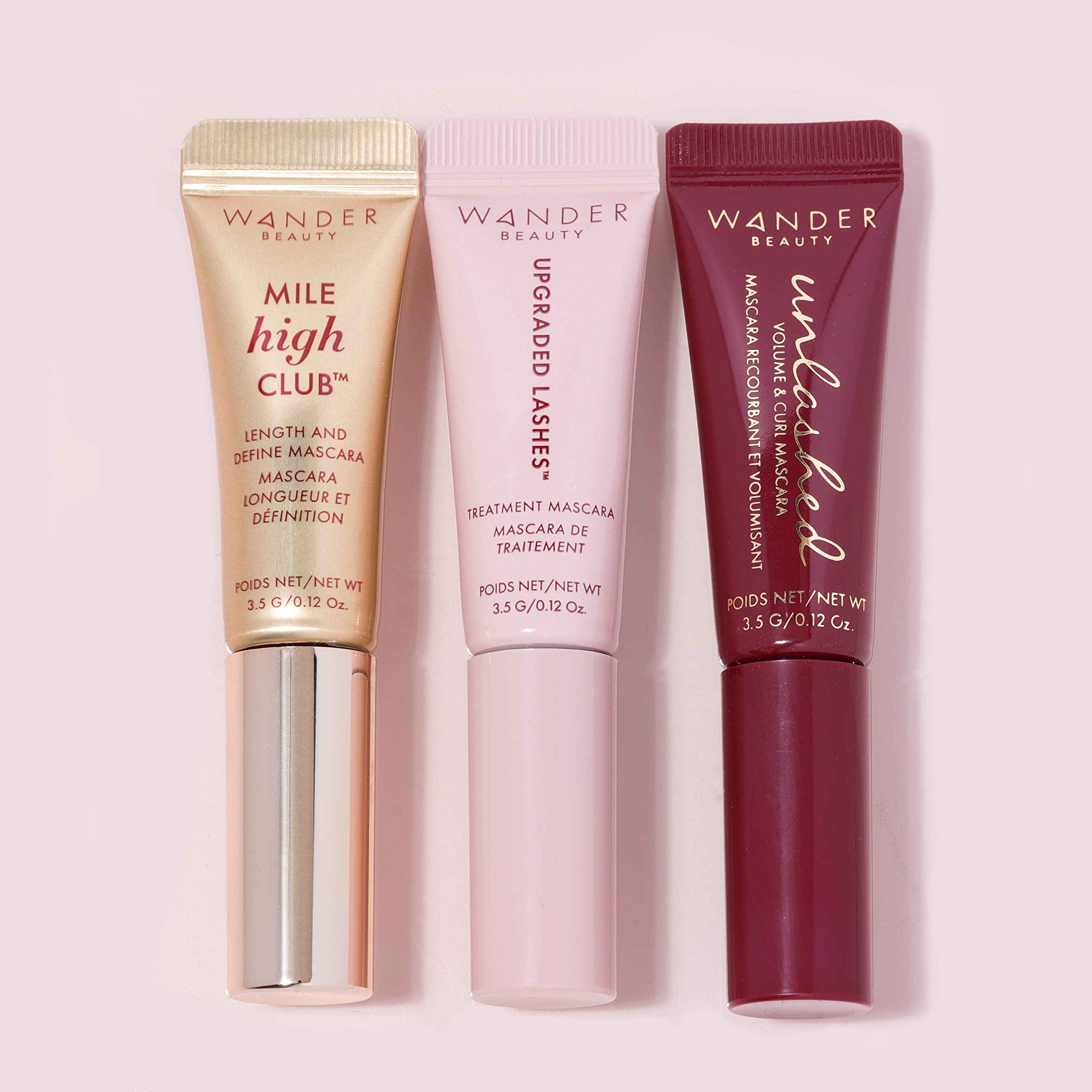 Wander Beauty Mini Mascara Trio – Travel-Size Lash Set for Length, Volume & Curl