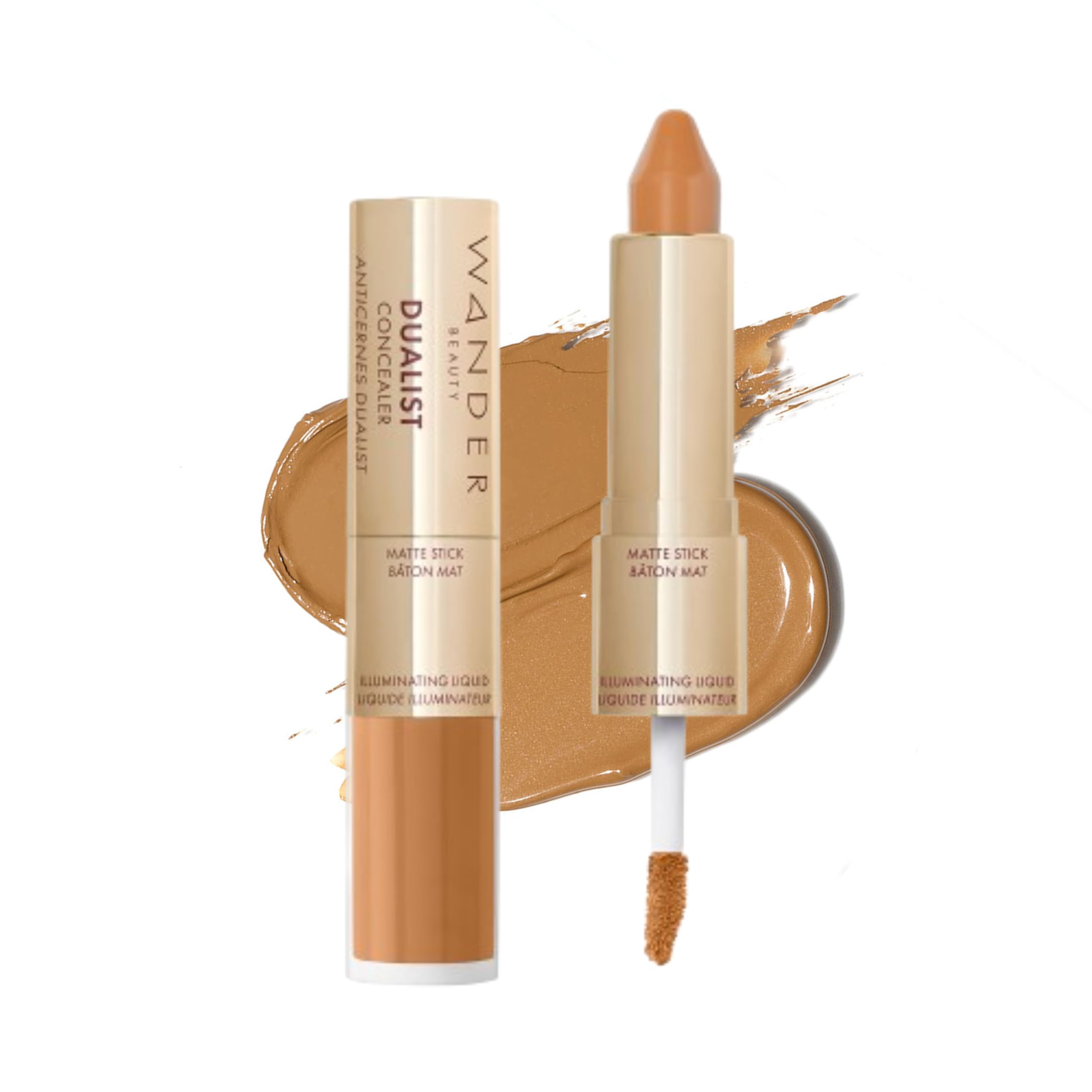 Wander Beauty Dualist Matte & Illuminating Concealer (Rich) | Dual-Ended Full Coverage, 0.28 fl oz