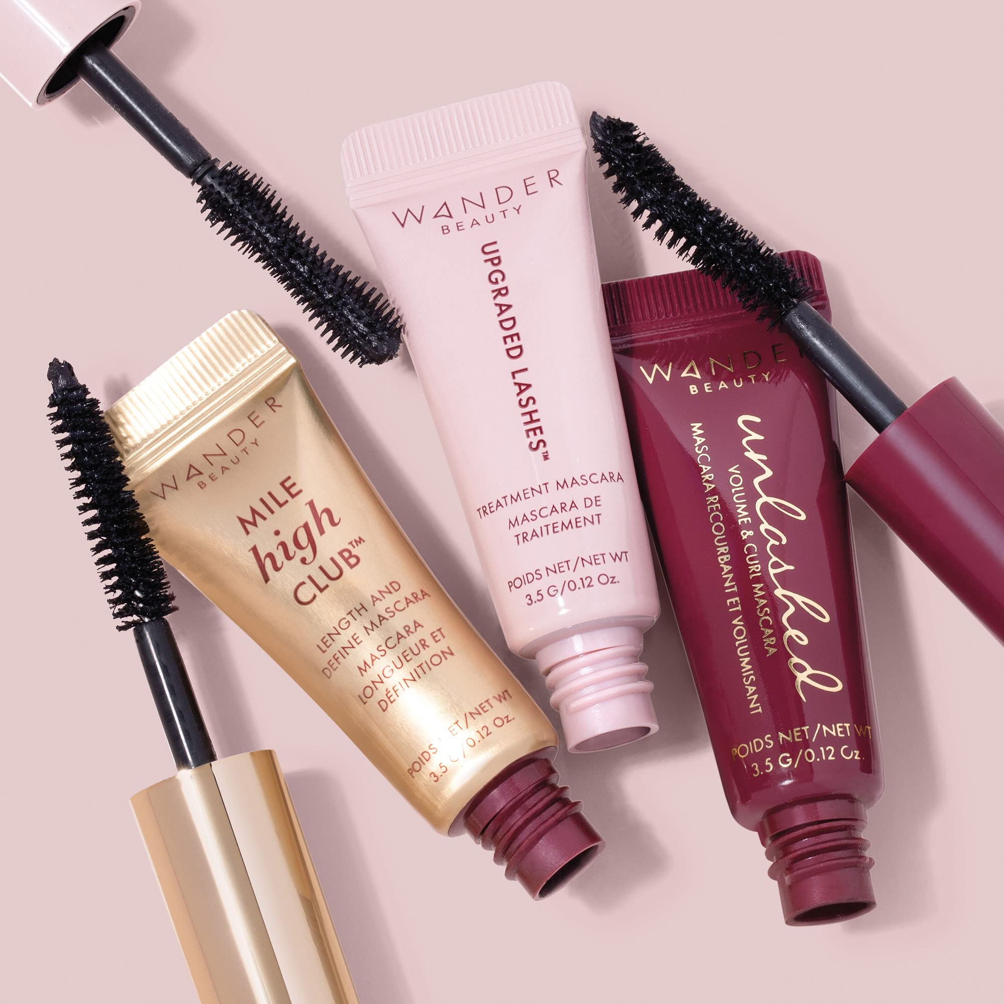 Wander Beauty Mini Mascara Trio – Travel-Size Lash Set for Length, Volume & Curl