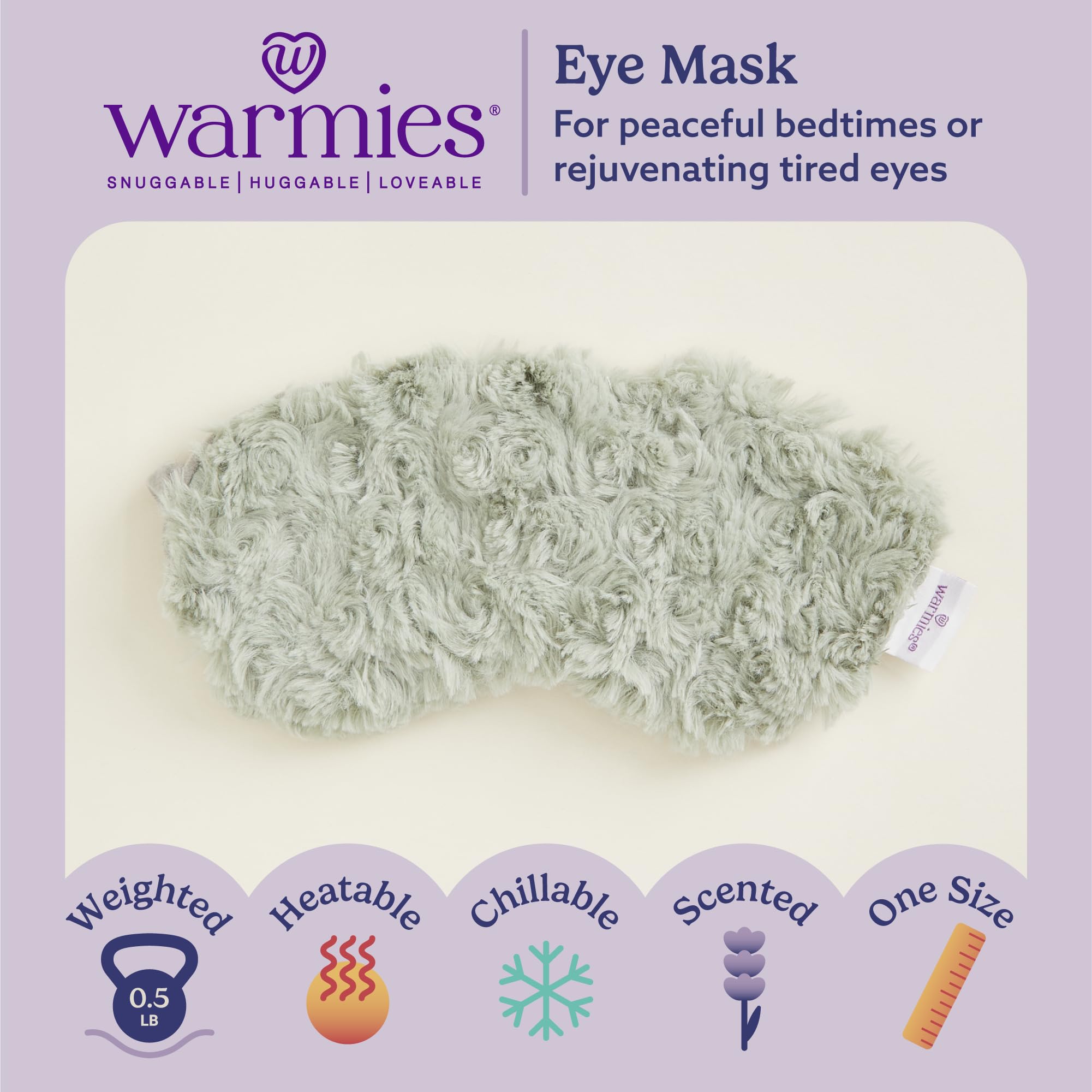 Warmies Microwavable Eye Mask in Curly Sage — Warmth, Comfort & Lavender Calm