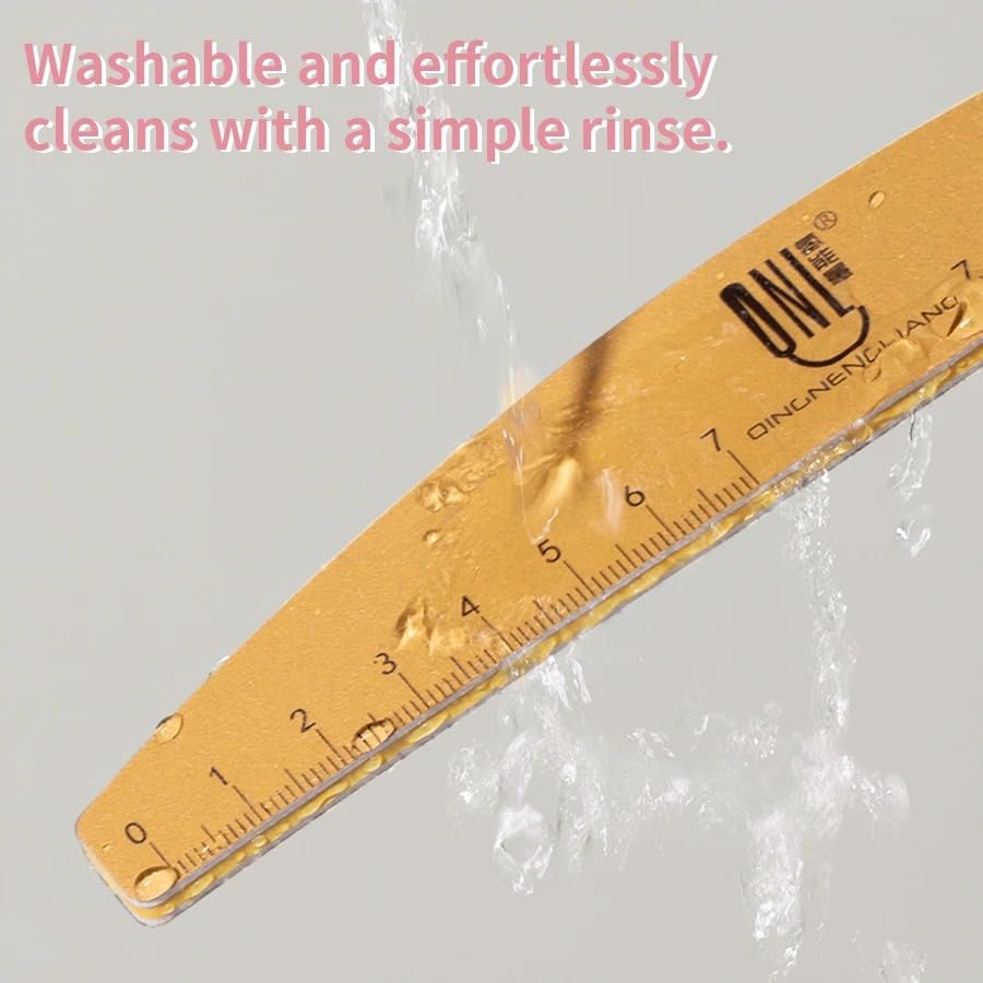 Washable Double-Sided Nail File Set 100/180 Grit – 2 Pack, Reusable Wooden Emery Boards & Curved Ruler Buffer