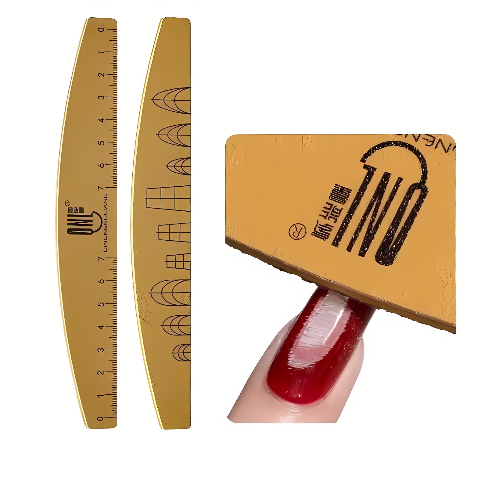 Washable Double-Sided Nail File Set 100/180 Grit – 2 Pack, Reusable Wooden Emery Boards & Curved Ruler Buffer