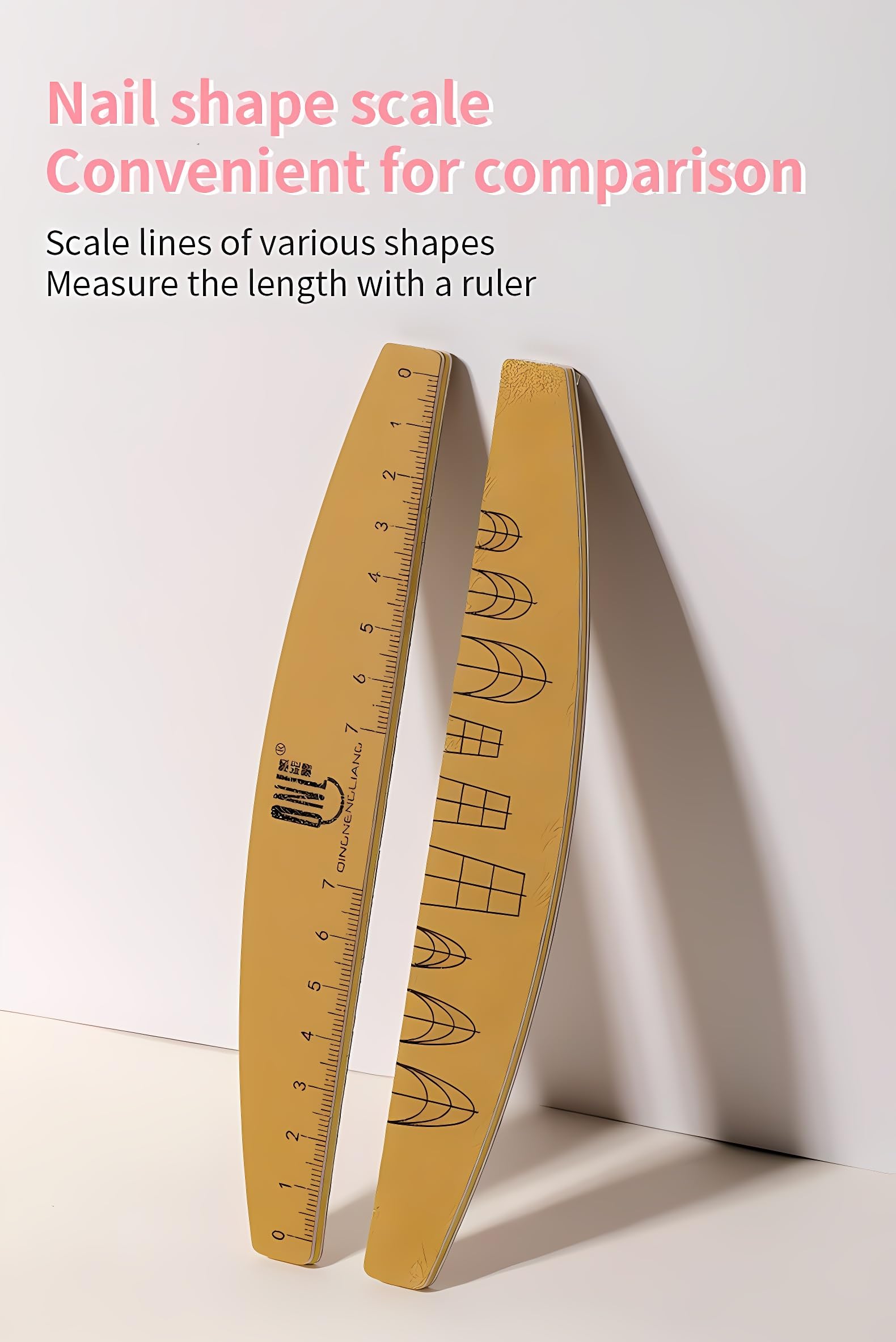 Washable Double-Sided Nail File Set 100/180 Grit – 2 Pack, Reusable Wooden Emery Boards & Curved Ruler Buffer