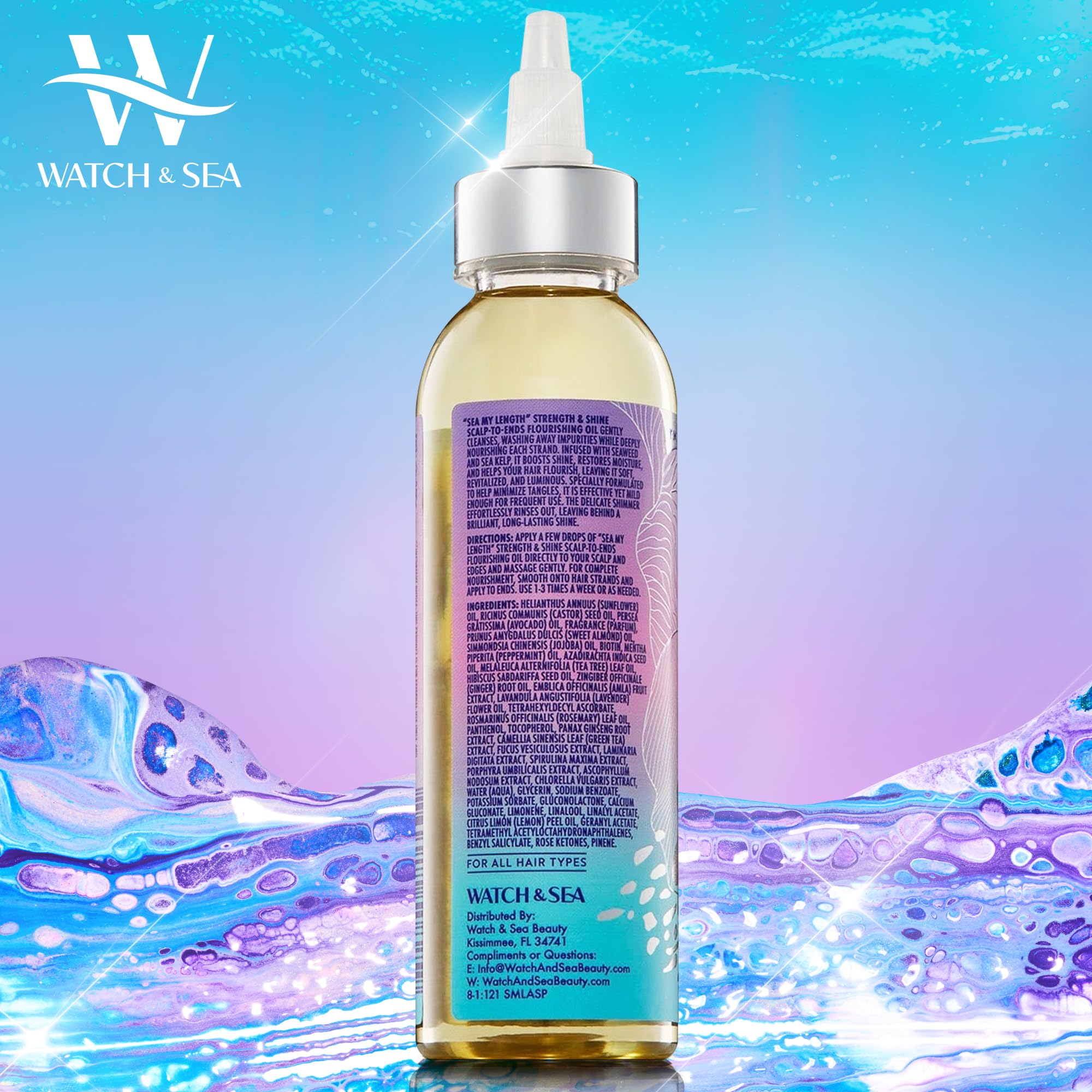 Watch & Sea Strength & Shine Hair Oil – Seaweed & Sea Kelp, 4 oz