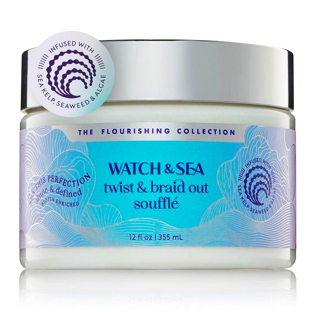Watch & Sea Twist & Braid Out Soufflé – Nourishing Seaweed & Sea Kelp Curl Cream for All Hair Types | 12 oz