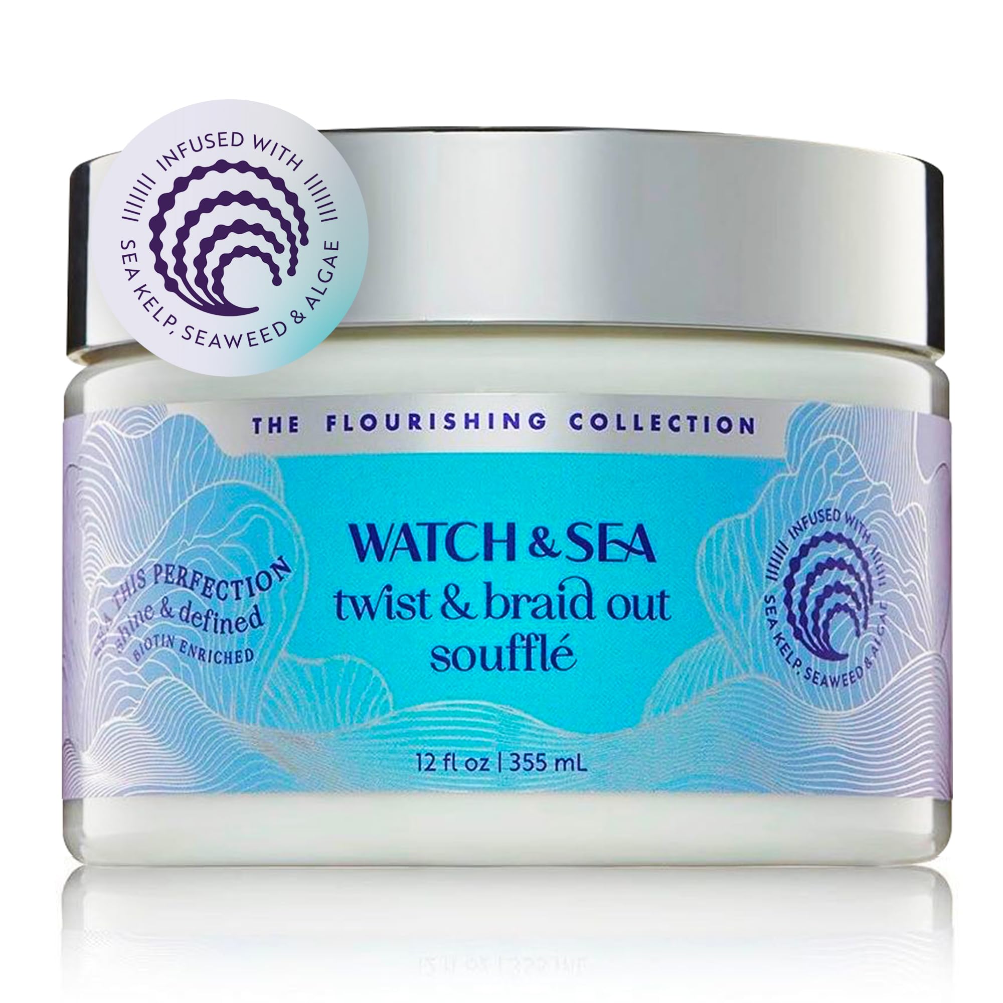 Watch & Sea Twist & Braid Out Soufflé – Nourishing Seaweed & Sea Kelp Curl Cream for All Hair Types | 12 oz